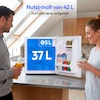MEDION® LIFE Mini-Kühlschrank mit Eisfach und Schloss MD370001, 42 L Gesamtnutzinhalt (Kühlteil 37 L & Eisfach 5 L), wechselbarer Türanschlag, Schloss, geringer Geräuschpegel