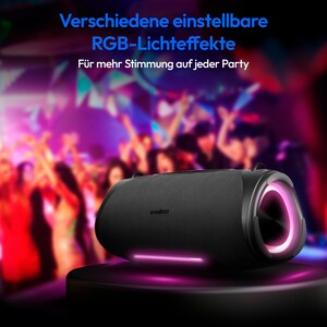 MEDION® LIFE P61762 Tragbarer Bluetooth® Lautsprecher L anthrazit, Dual Illuminated & Lightstrip (RGB-Lichteffekte), Bluetooth® 5.3, integrierter Akku mit bis zu 47 Stunden Laufzeit, robustes & mobiles Design, 2 x 25 W RMS