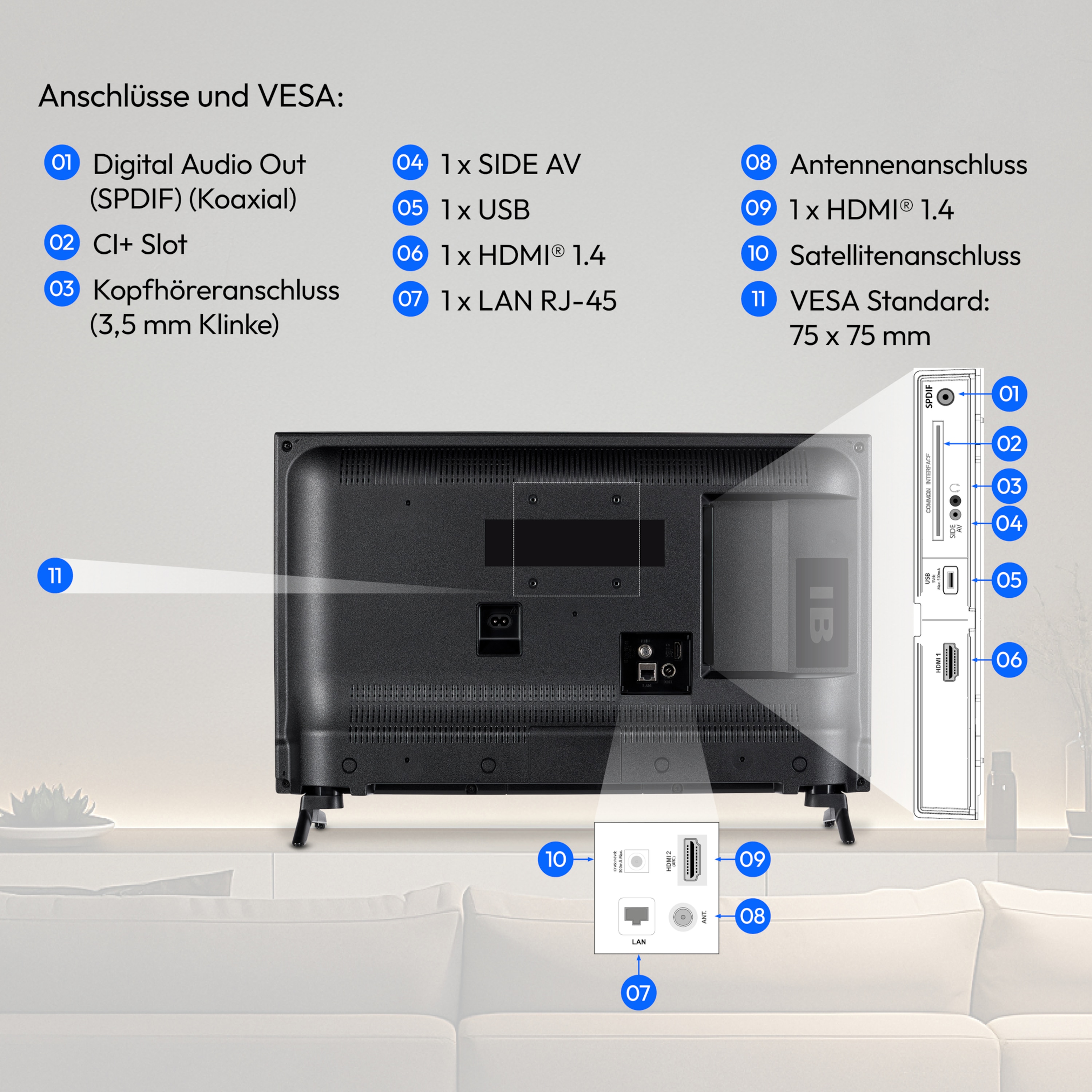 MEDION® LIFE MD 824101 Smart-TV, 59,8 cm (24'') HD Display, HDR, PVR ready, Bluetooth®, VIDAA App Store, HBO Max, MagentaTV, NETFLIX, Disney+, Paramount+ & Amazon Prime Video App
