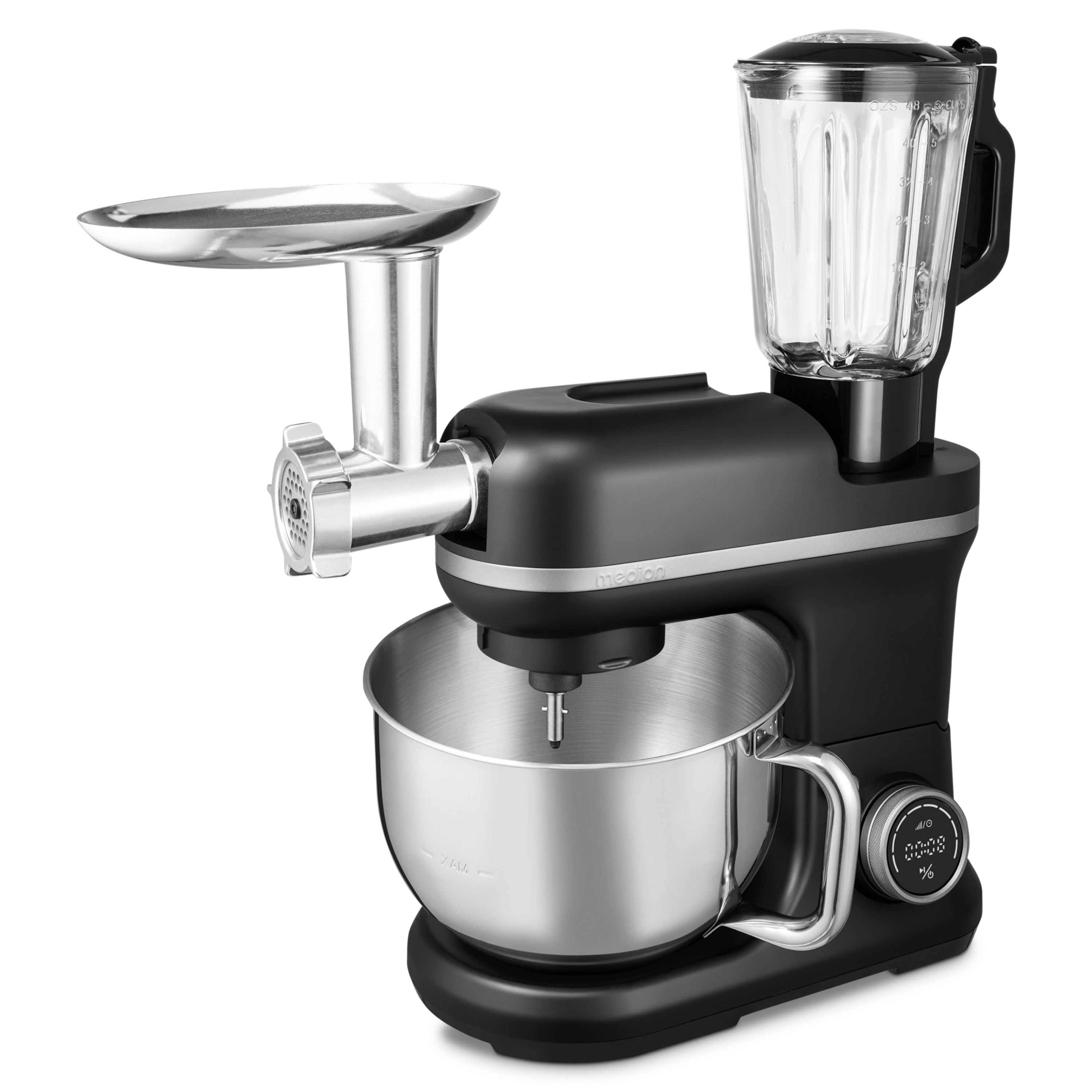 MEDION® LIFE® 3-in-1 Digitale Küchenmaschine MD18430, 1.200 W, 8 Geschwindigkeitsstufen, Digitales Sensor-Touch-Display, umfangreiches Zubehör