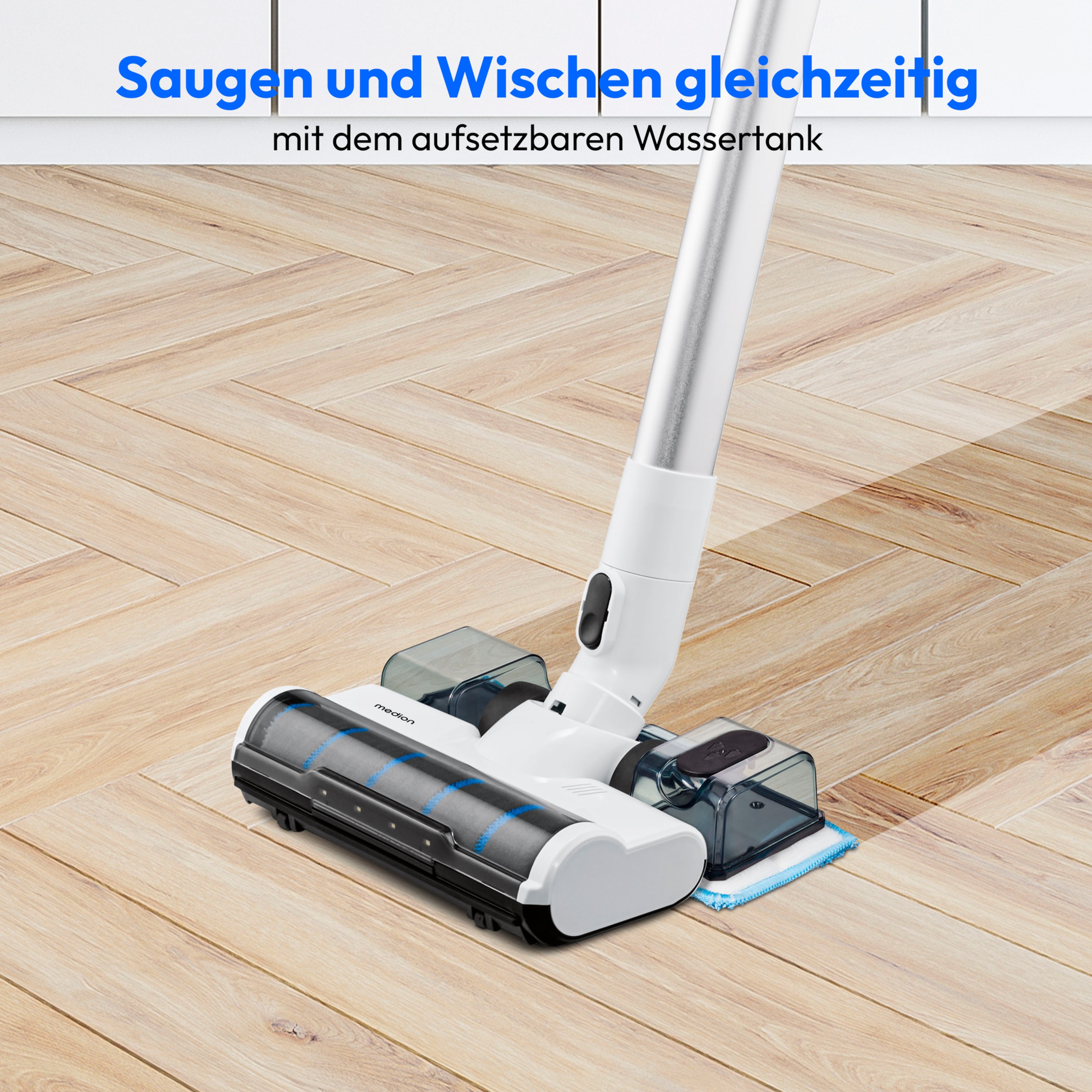 Medion® Stielstaubsauger, 400 W, beutellos, LED-Touch-Displ., Einstell. Saugleistung (Eco/Auto/Max)
