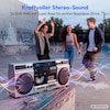 MEDION® LIFE P66538 Retro-Boombox silber, DAB+/PLL-UKW Radio, Bluetooth® 5.3 für das Abspielen von Smartphone & Co, CD-Player, Kassettendeck, X-Bass Funktion, 2 x 10 W RMS