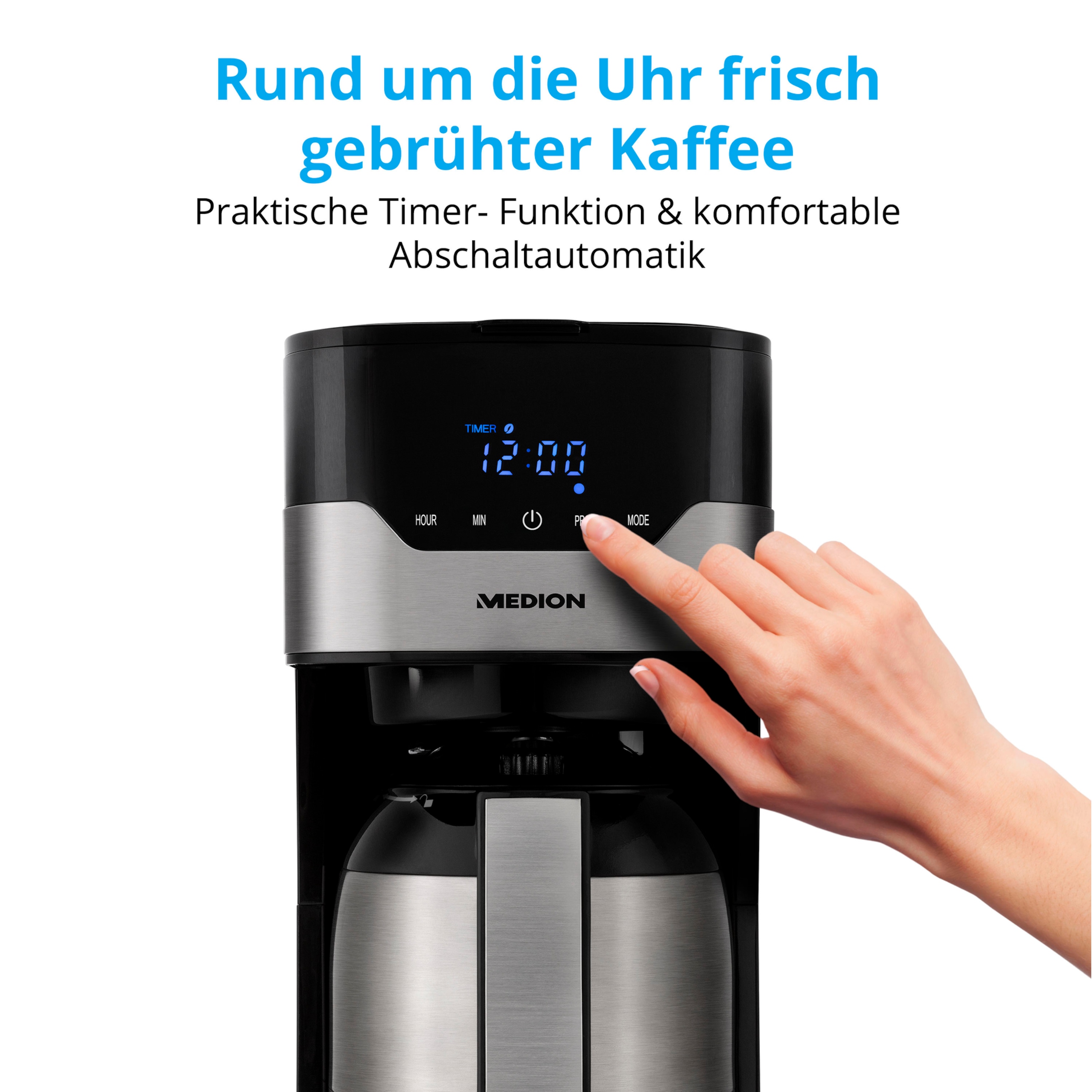Kaffeemaschine Mit Timer Und Thermoskanne Testsieger MEDION® Kaffeemaschine mit Thermoskanne MD 18458, Timer-Funktion, Tropf