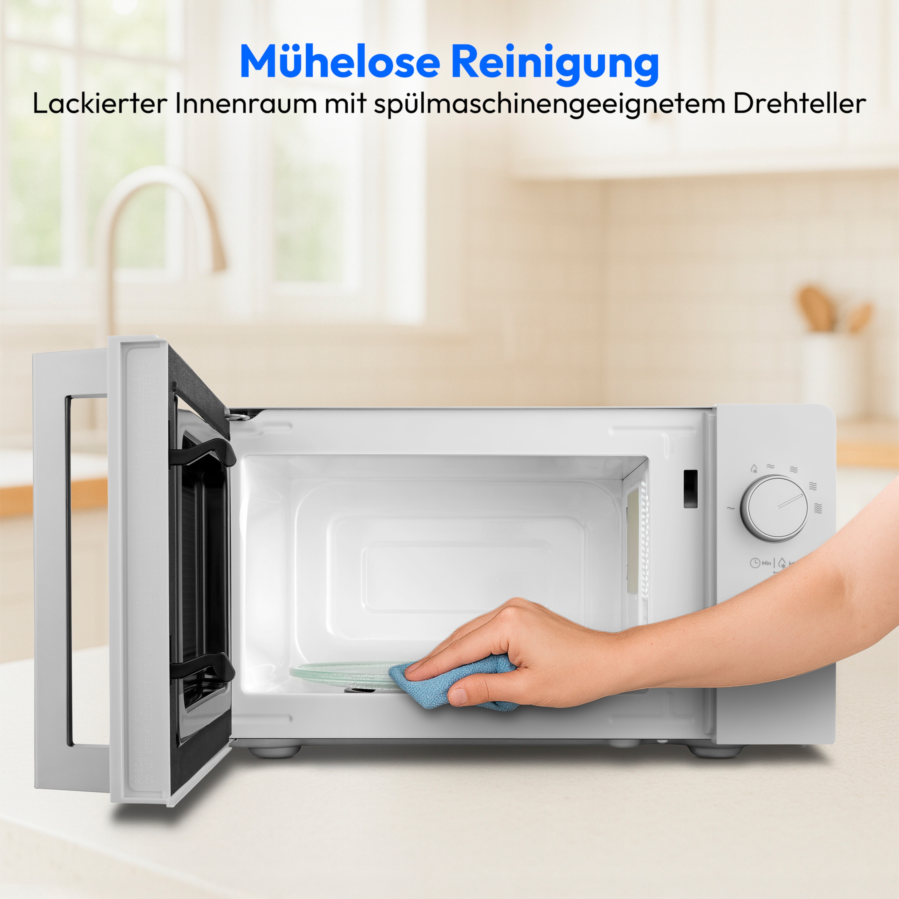 MEDION® LIFE® Mikrowelle MD 12211, 700 W Leistung, 17 L kompakt, 5 Mikrowellenstufen, Auftaufunktion, Timerfunktion