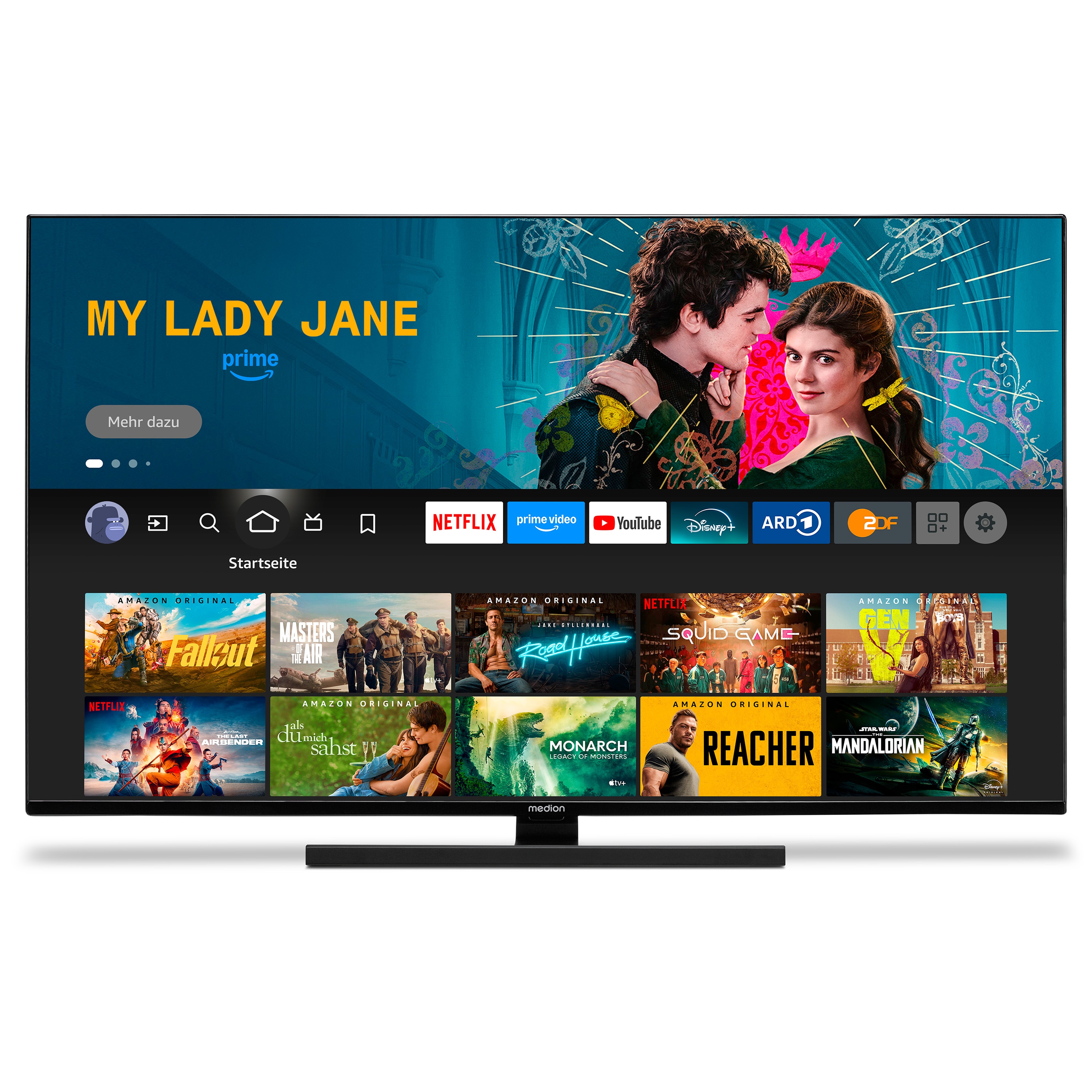 MEDION® LIFE® X15032 (MD 31411) QLED Fire TV, 125,7 cm (50'') Ultra HD Display, HDR, Dolby Vision®, Micro Dimming, MEMC, Netflix, Amazon Prime Video, Bluetooth®, DTS HD, DTS Virtual X, Dolby Atmos®, HD Triple Tuner, CI+