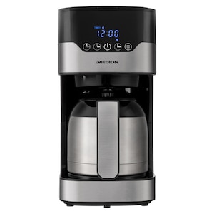 MEDION® Kaffeemaschine mit Thermoskanne MD 18458, Timer-Funktion, Tropf-Stopp, 900 Watt, 1,1 Liter Fassungsvermögen, Aromawahlschalter