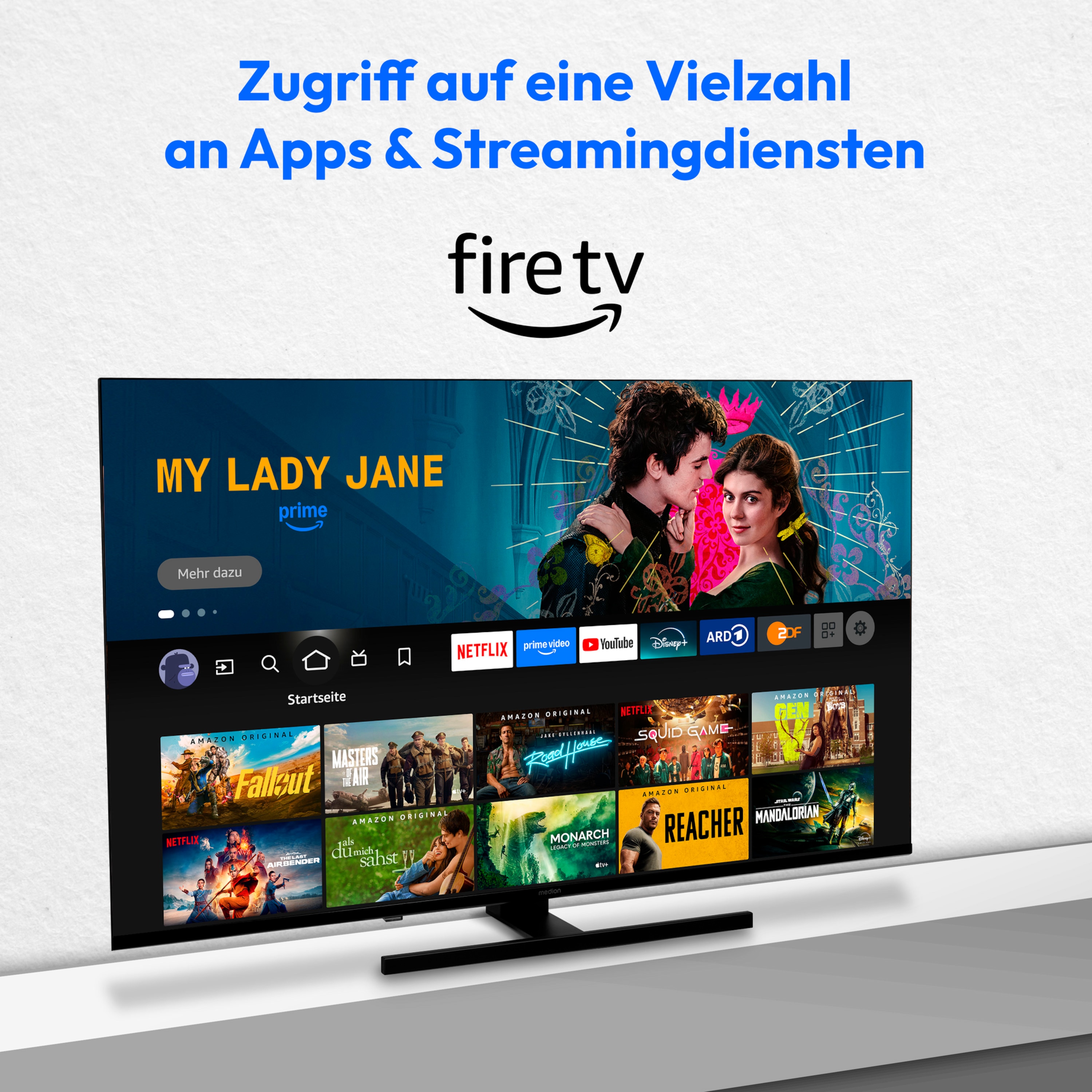 MEDION® LIFE® X8652506 (MD 865800) QLED Fire TV, 163,9 cm (65'') Ultra HD Display, HDR, Dolby Vision®, MEMC, Netflix, Amazon Prime Video, Bluetooth®, DTS X, DTS Virtual X, Dolby Atmos®, HD Triple Tuner, CI+ Schnittstelle
