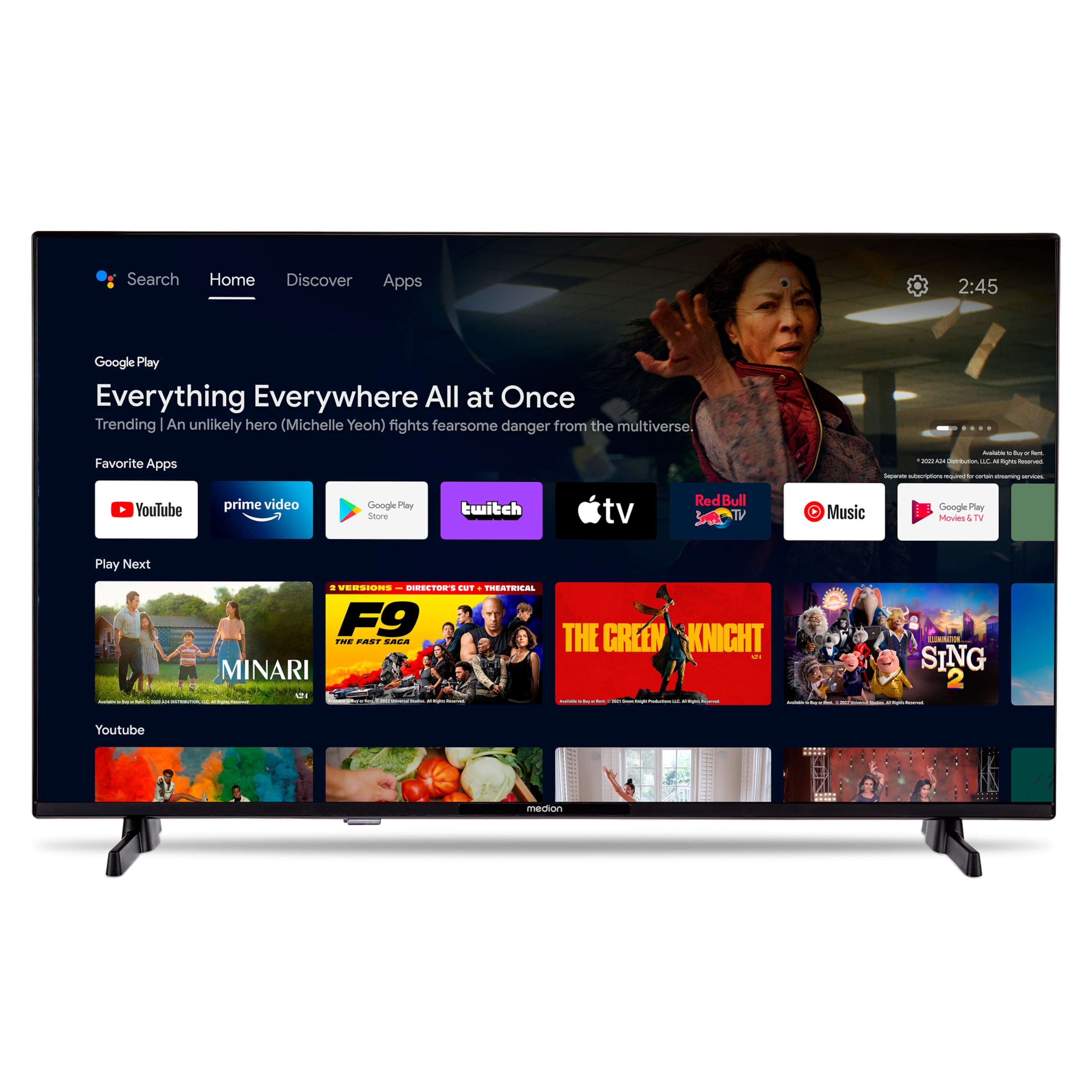 MEDION® LIFE® P8322500 (MD 832100) Android TV, 80 cm (32''), Full HD Display, HDR, PVR ready, Bluetooth®, Netflix, Amazon Prime Video