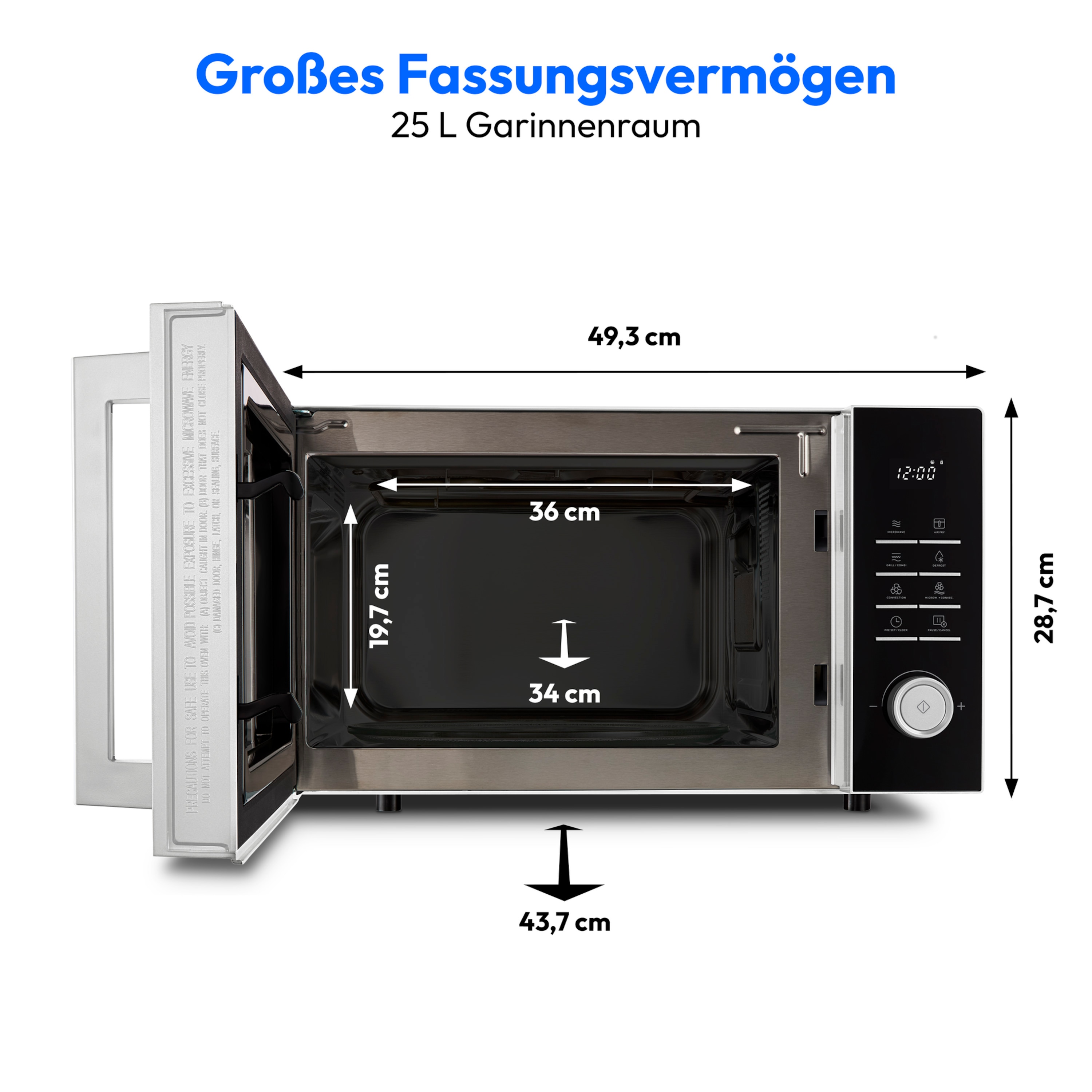 MEDION® LIFE® 3-in-1 Mikrowelle MD 12231, 900 W Leistung, Grill- und Heißluftfunktion, 25 L kompakt, 10 Leistungsstufen, Auftaufunktion, Timerfunktion