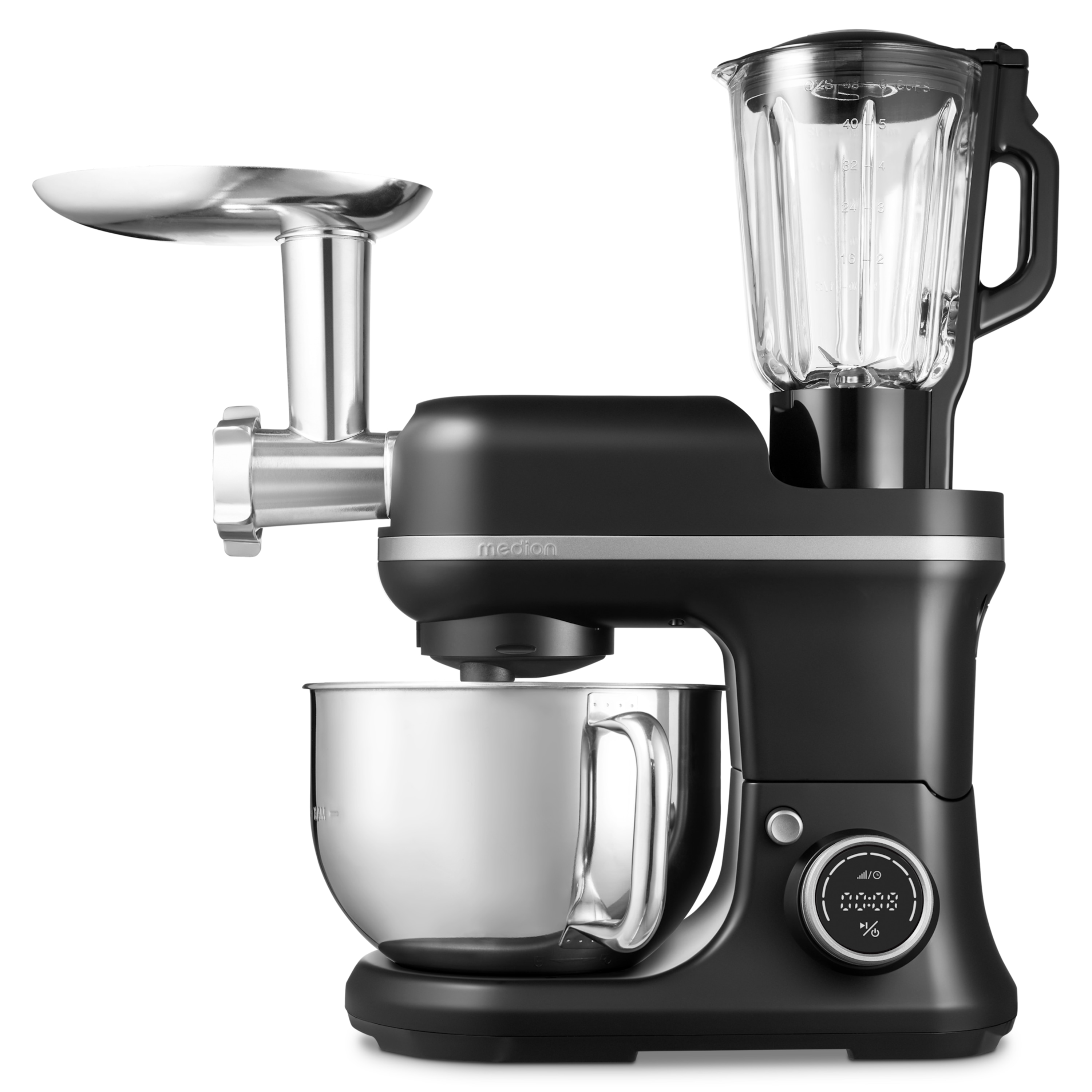 MEDION® LIFE® 3-in-1 Digitale Küchenmaschine MD18430, 1.200 W, 8 Geschwindigkeitsstufen, Digitales Sensor-Touch-Display, umfangreiches Zubehör