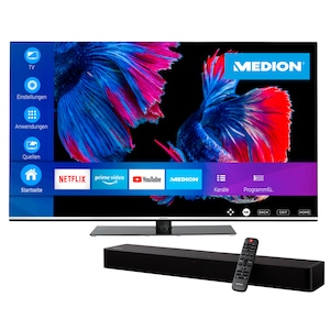 MEDION® LIFE® X15564 OLED Smart-TV, 138,8 cm (55'') Ultra HD + MEDION® LIFE® P61155 2.0 Soundbar - ARTIKELSET