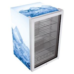 MEDION® Réfrigérateur à boissons MD 37683 | capacité 115 L | éclairage intérieur LED | 39 dB | pose libre | pieds réglables en hauteur à l'avant | Impression sur film : glace