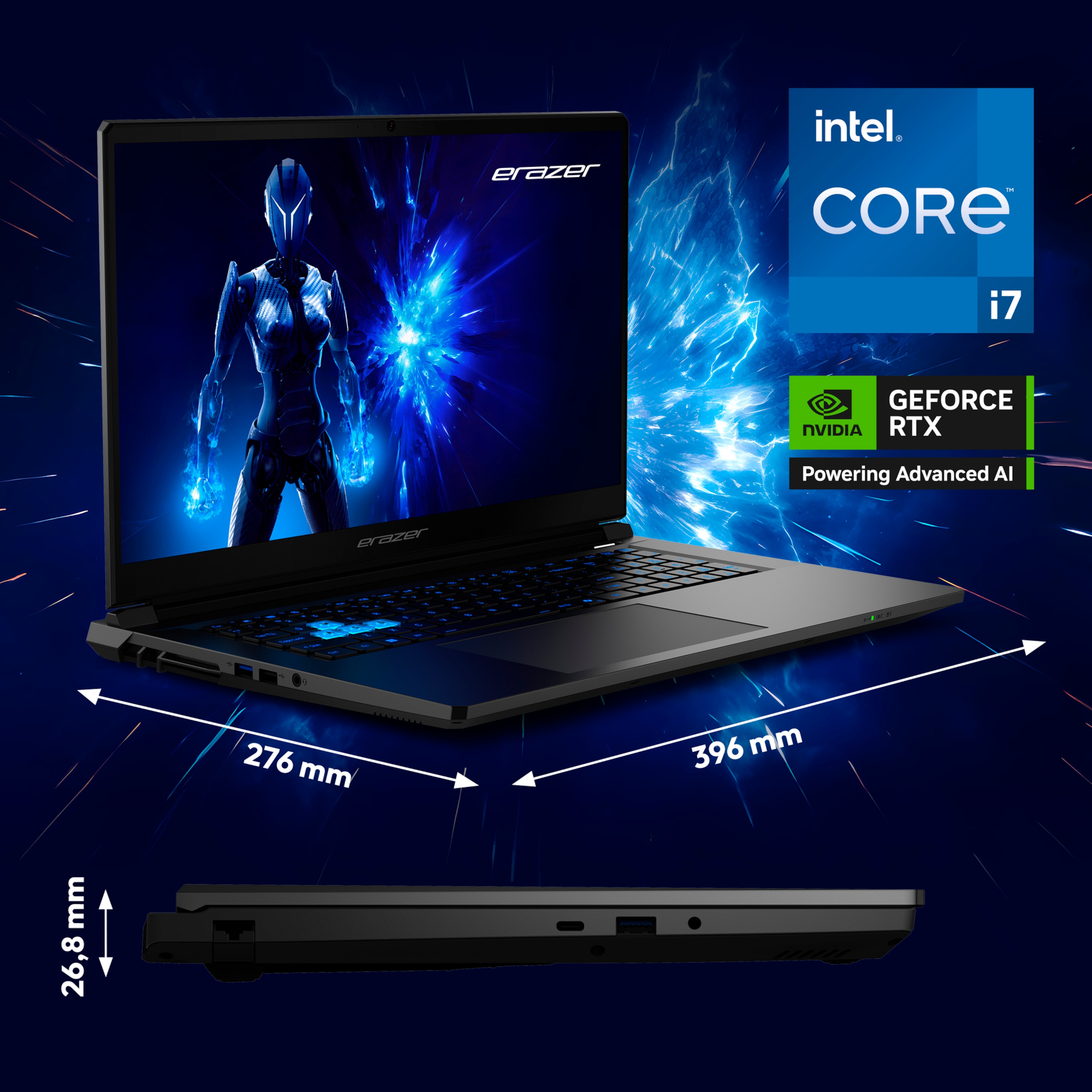 MEDION® ERAZER Defender 17 P1 Core Gaming Laptop, Intel® Core™ i7 13620H, Windows 11 Home, 43,9 cm (17,3") FHD Display mit 144 Hz, NVIDIA® GeForce RTX™ 5060, 2 TB SSD, 32 GB RAM