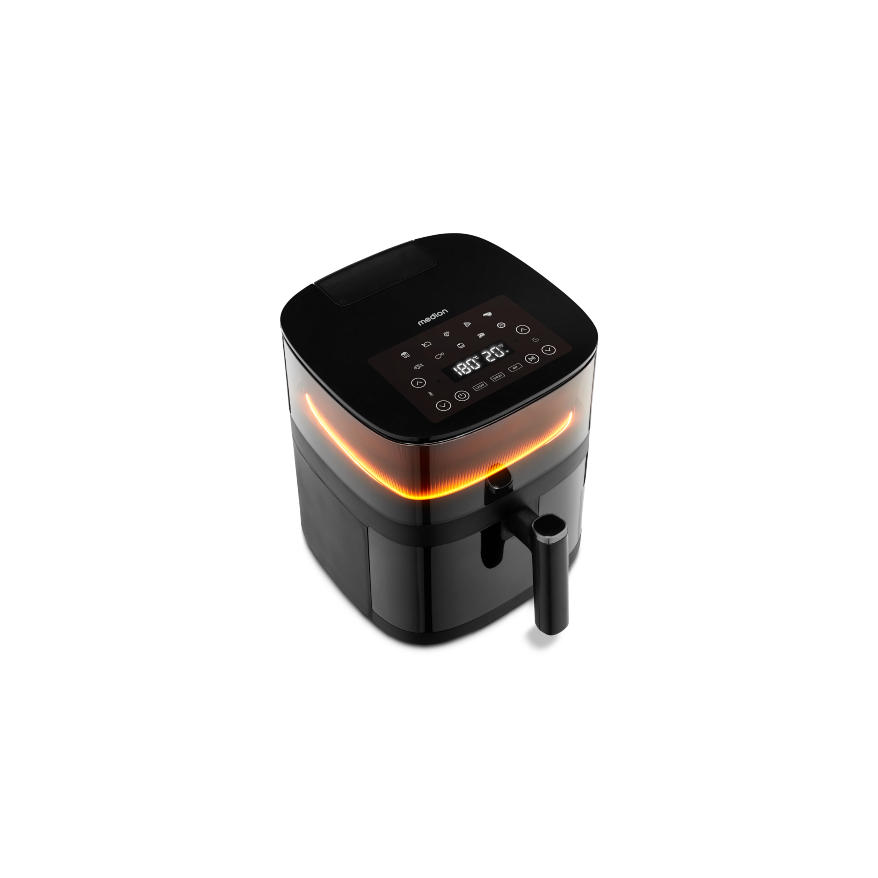 MEDION® LIFE® X10 XL Heißluftfritteuse MD 11780, 100 Rezepte in der Life+ App, innovative Wassersprayfunktion, 10 Automatikprogramme, ca. 5 L Korbvolumen, Temperatur einstellbar bis 230 °C