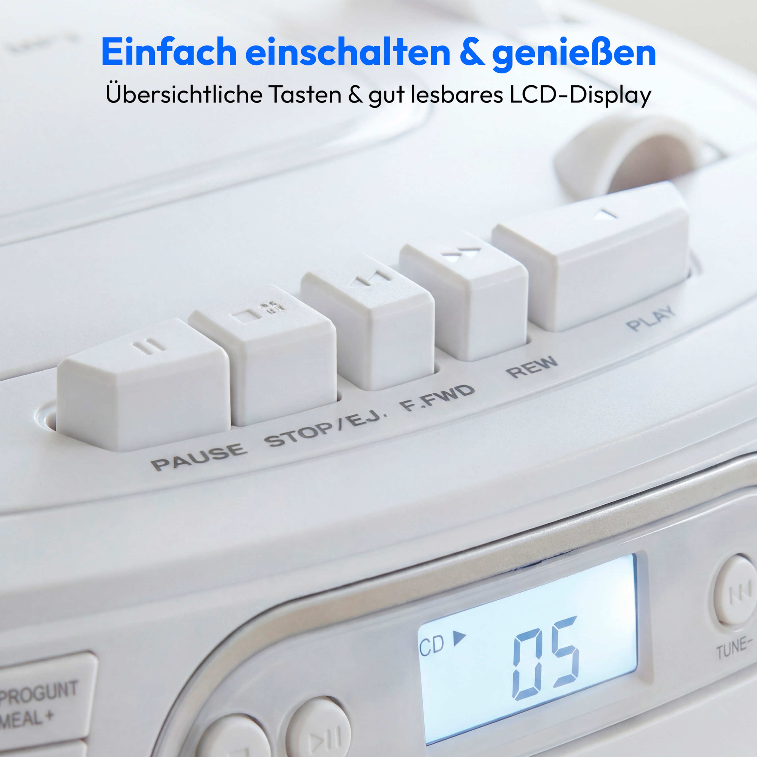 MEDION® LIFE E66476 Tragbare CD-Boombox, CD-Player, Kassettendeck, FM-Radio, USB-MP3-Wiedergabe, 30 Senderspeicher, Batteriebetrieb