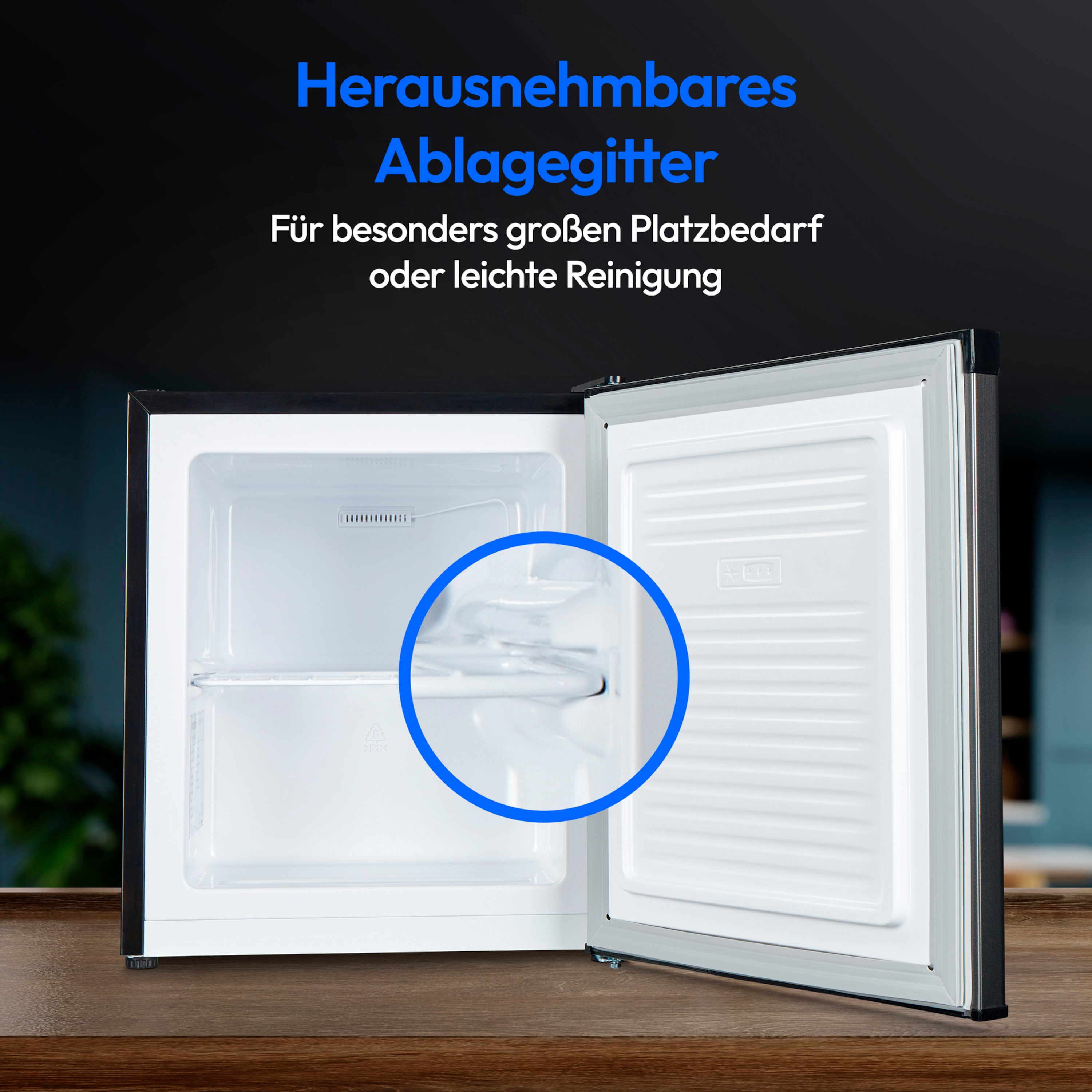 MEDION® LIFE® Mini-Kühlschrank MD 37724, 41 L Nutzinhalt, manuelle Temperatureinstellung, Geräuschpegel ca. 39 dB, eingelassener Türgriff