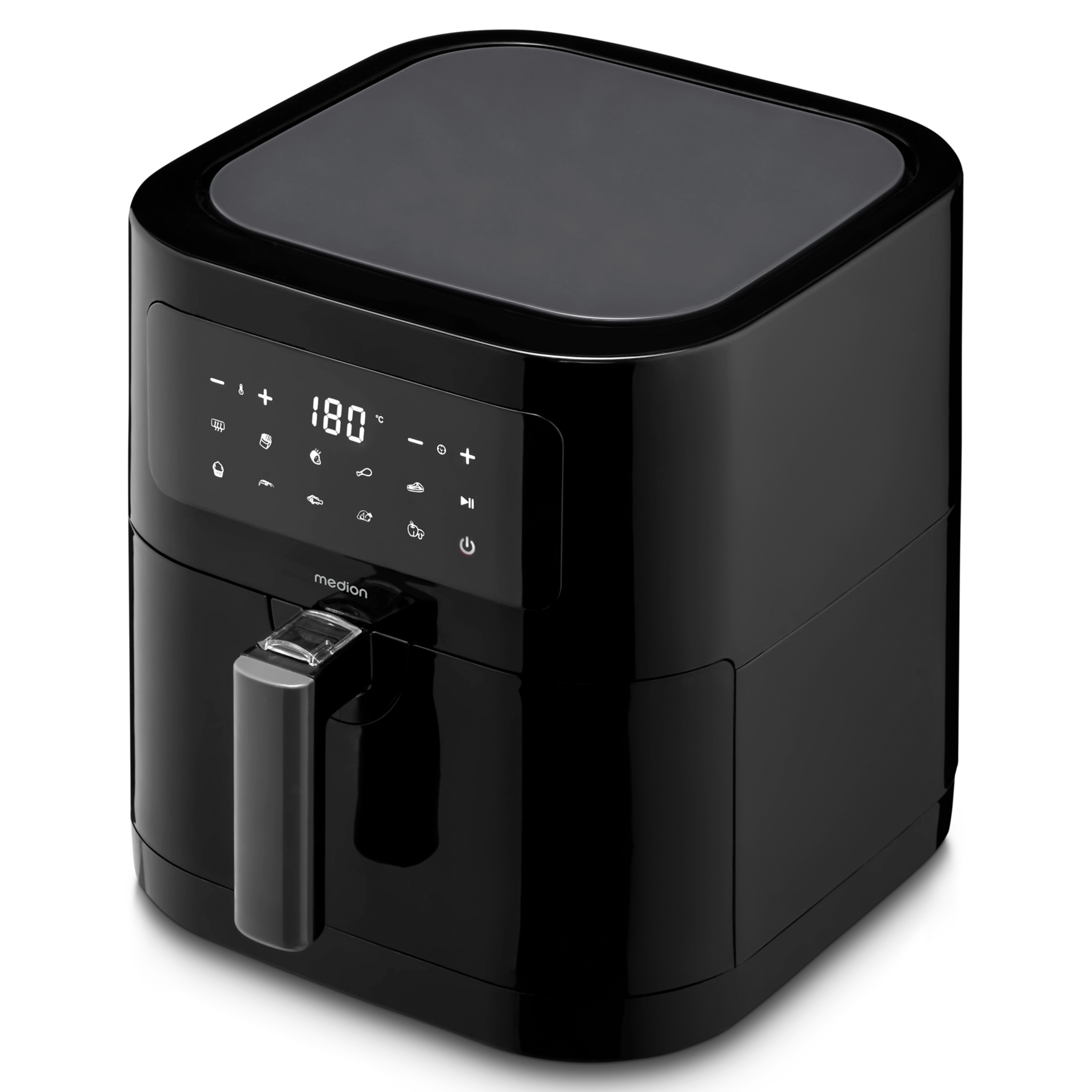 MEDION® LIFE® E40 XL Heißluftfritteuse MD 11740, 100 Rezepte in der Life+ App, ölfreies Frittieren, 9 Automatikprogramme, 5,2 L Korbvolumen