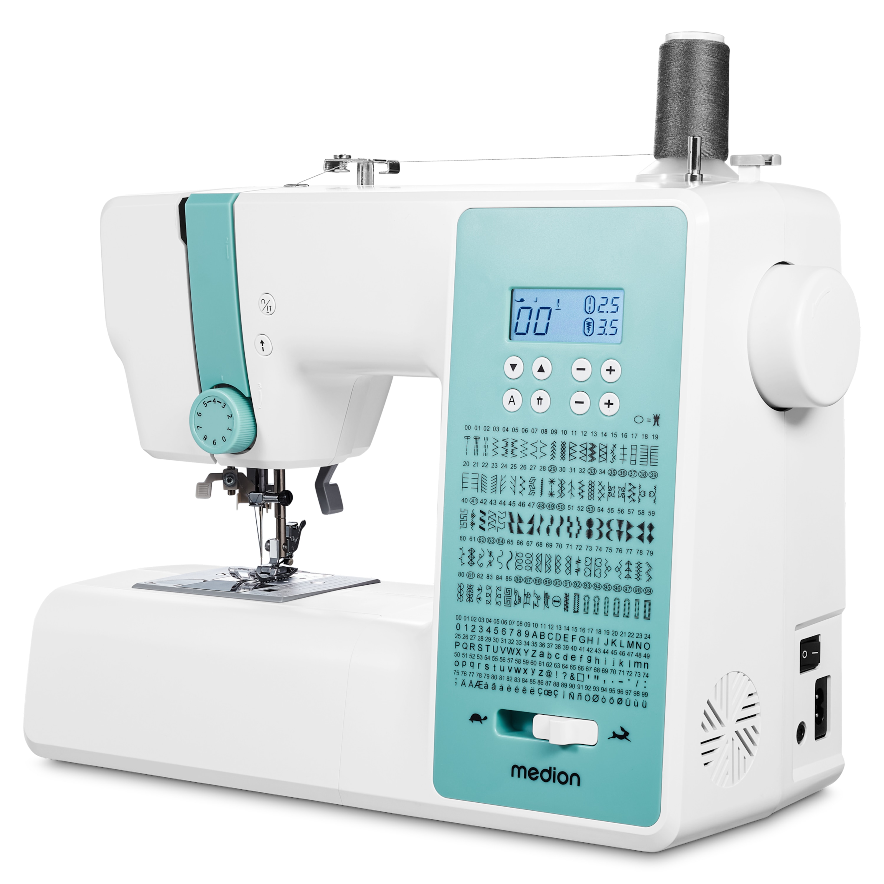 MEDION® LIFE® Digitale Nähmaschine SD36 (MD11881), einstellbare Stichlänge und Stichbreite, 270 Stichmuster, Integriertes Zubehörfach, 36 Watt Motorleistung