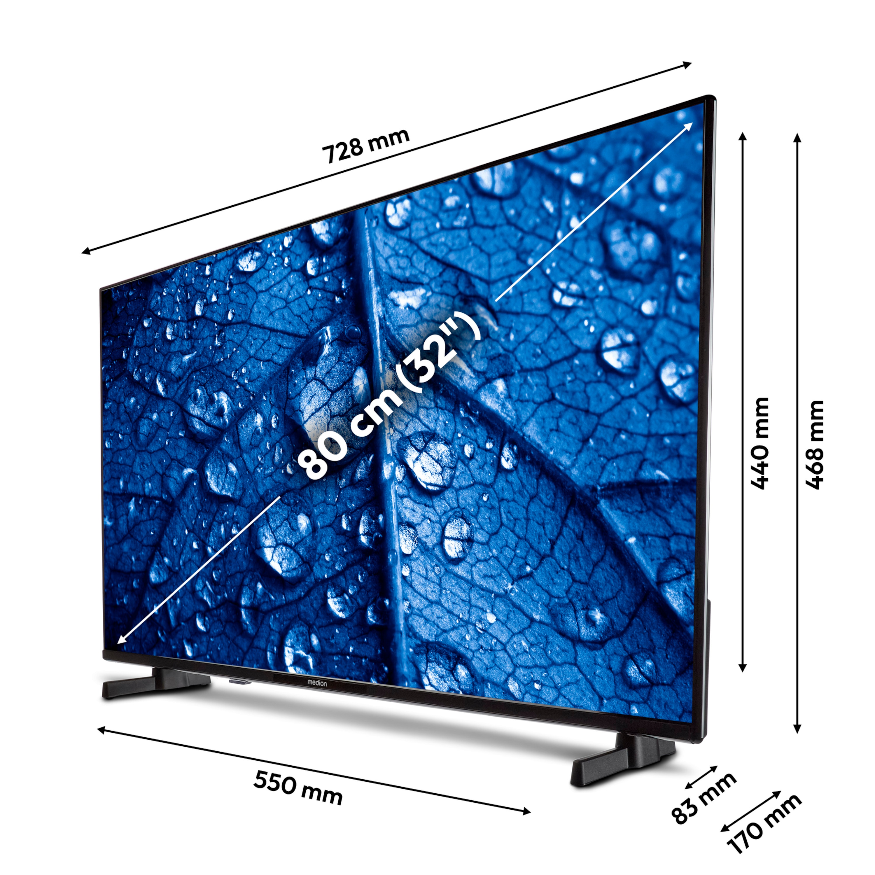 MEDION® LIFE® P8322501 (MD 832101) Smart-TV, 80 cm (32'') FHD Display, HDR, PVR ready, Bluetooth®, VIDAA App Store, NETFLIX, Disney+, Paramount+ & Amazon Prime Video App