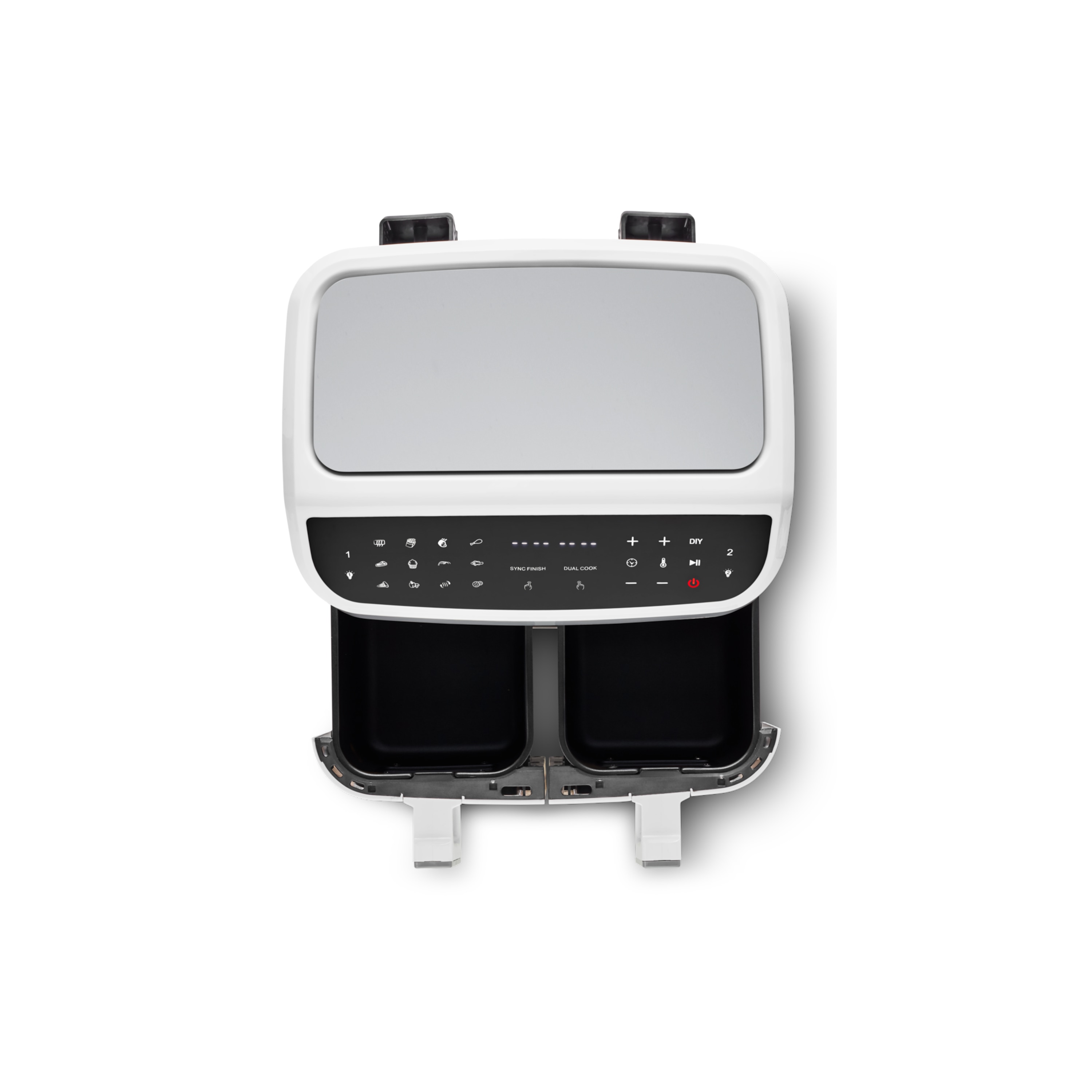 MEDION® LIFE® P20 XXL Twin M Doppelzonen-Heißluftfritteuse MD 11760, 100 Rezepte in der Life+ App, 2 separate Garzonen, 9 Automatikprogramme, 8,7 L Gesamt-Nutzinhalt, 2.600 Watt, Temperatur einstellbar bis 200 °C