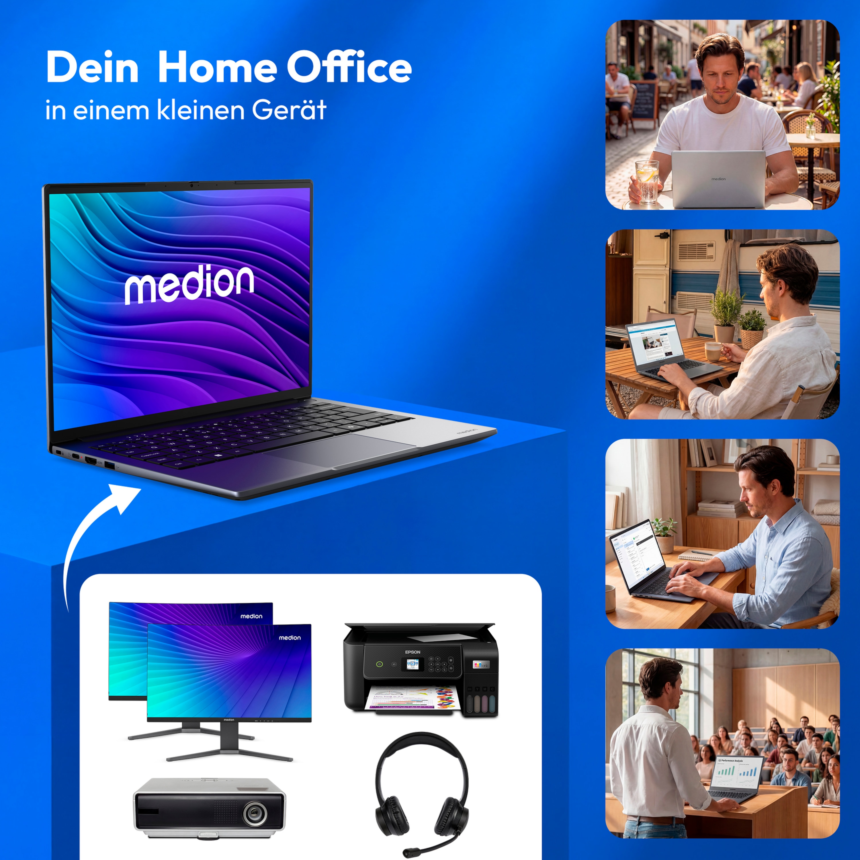 MEDION® Avantum 14 E1e Laptop, Intel® Celeron® N4500, Windows 11 Home (S Modus), 35,5 cm (14'') FHD Display, 128 GB Flash-Speicher, 4 GB RAM