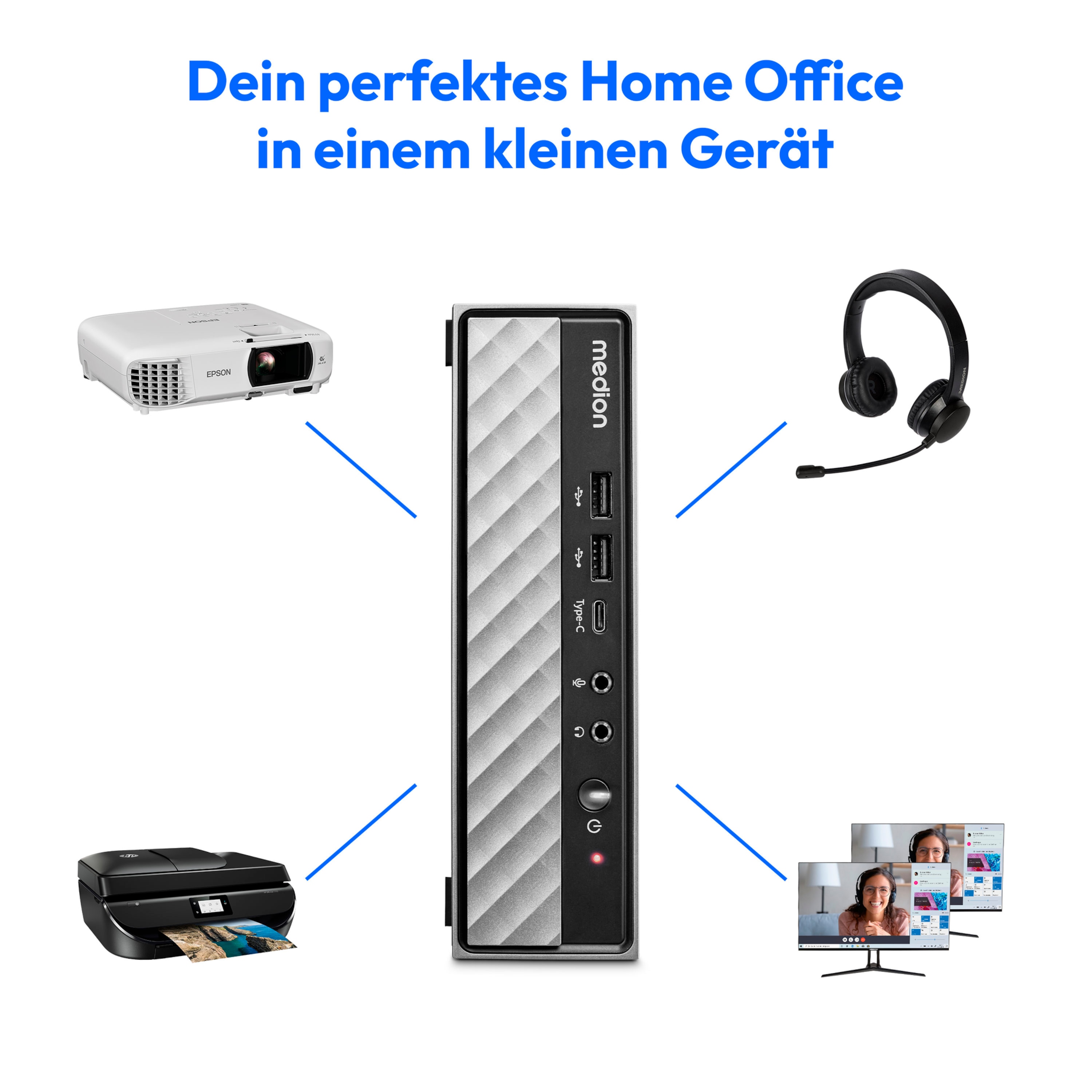 MEDION® MEDION S20 Mini PC, Intel® Core™ i7-12700T Prozessor, Windows 11 Home, 512 GB SSD, 16 GB RAM