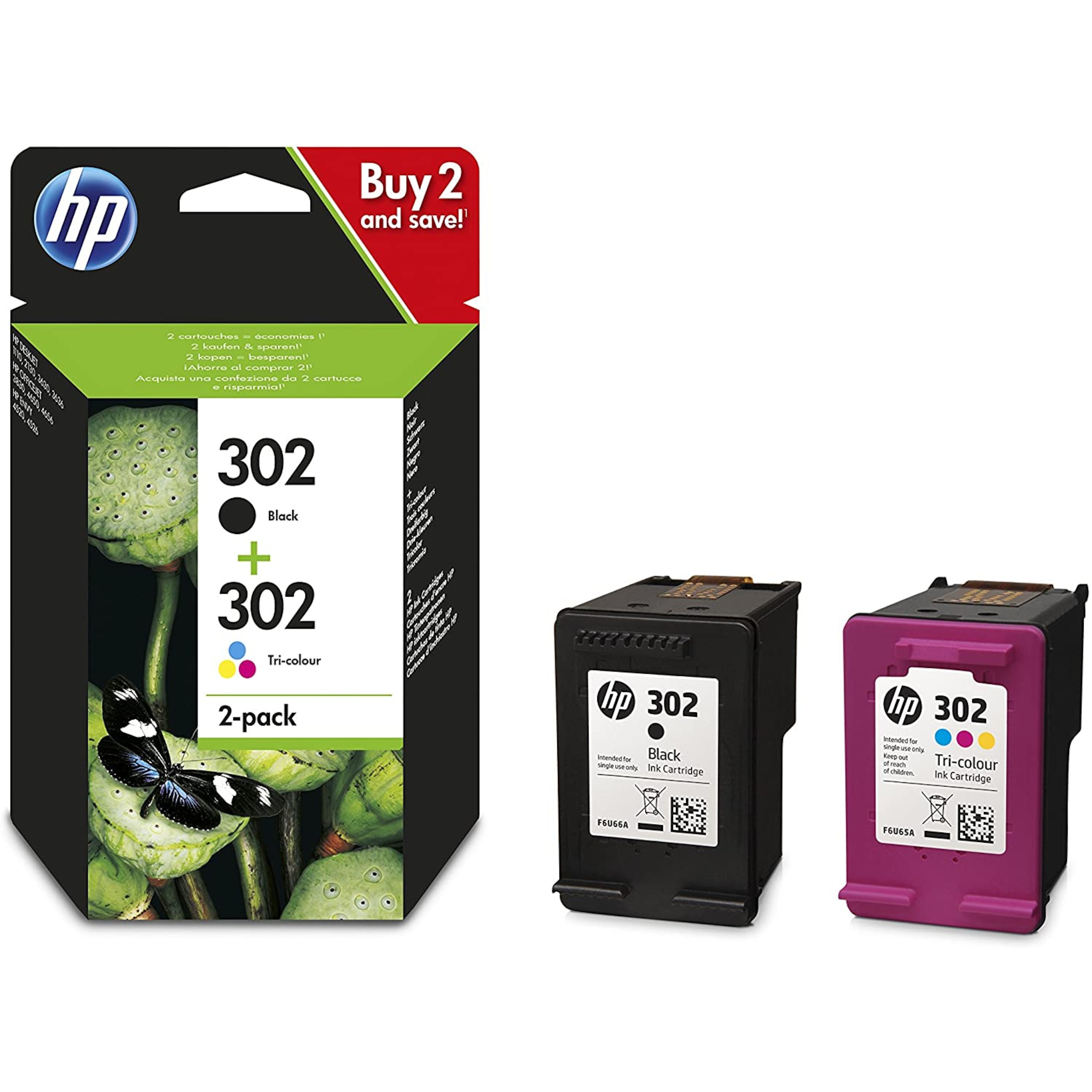 Hp 302 Multipack Druckerpatronen 2er Pack Schwarzcyanmagentagelb Gestochen Scharfe Texte In 0745