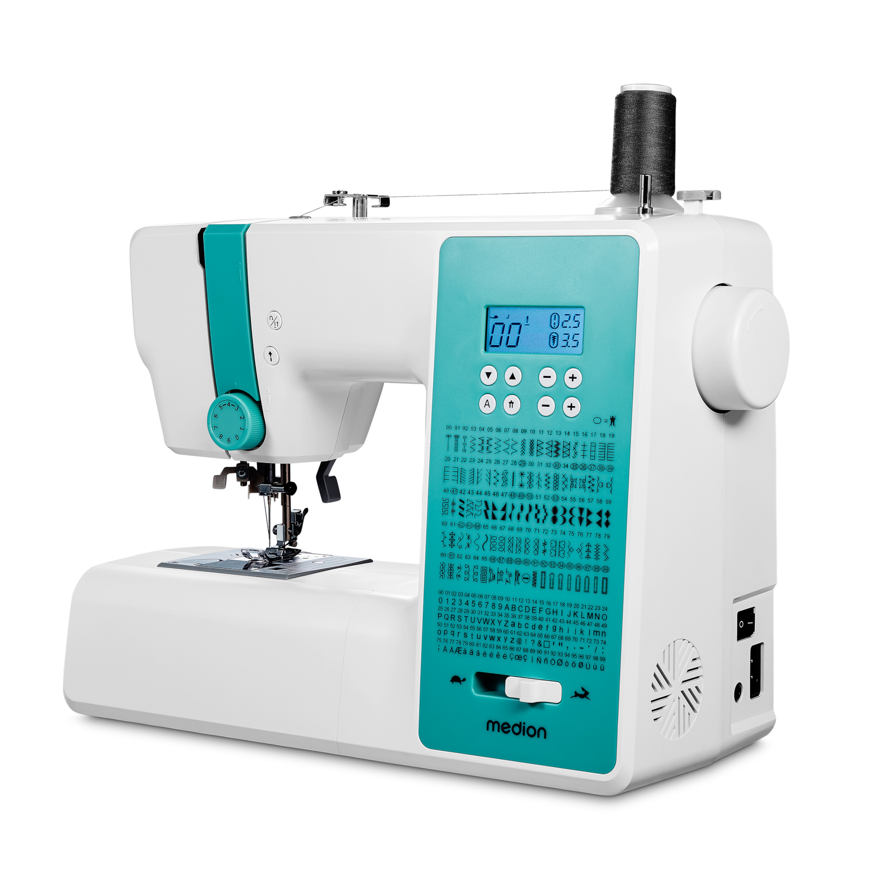 MEDION® LIFE® Digitale Nähmaschine SD36 (MD11881), einstellbare Stichlänge und Stichbreite, 270 Stichmuster, Integriertes Zubehörfach, 36 Watt Motorleistung