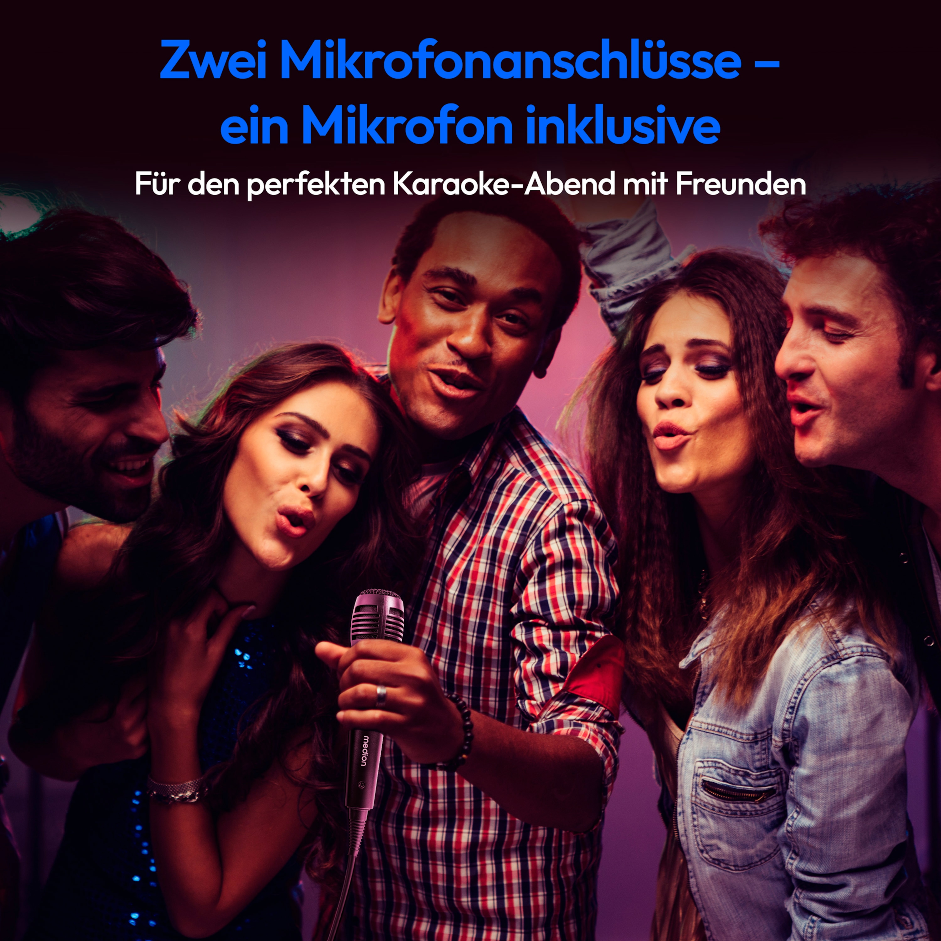 MEDION® LIFE® PX-1 Plus Partylautsprecher, tragbares Bluetooth® Soundsystem, verschiedene Lichteffekte, satter Sound, True Wireless Stereo Funktion, 2 x 50 W RMS