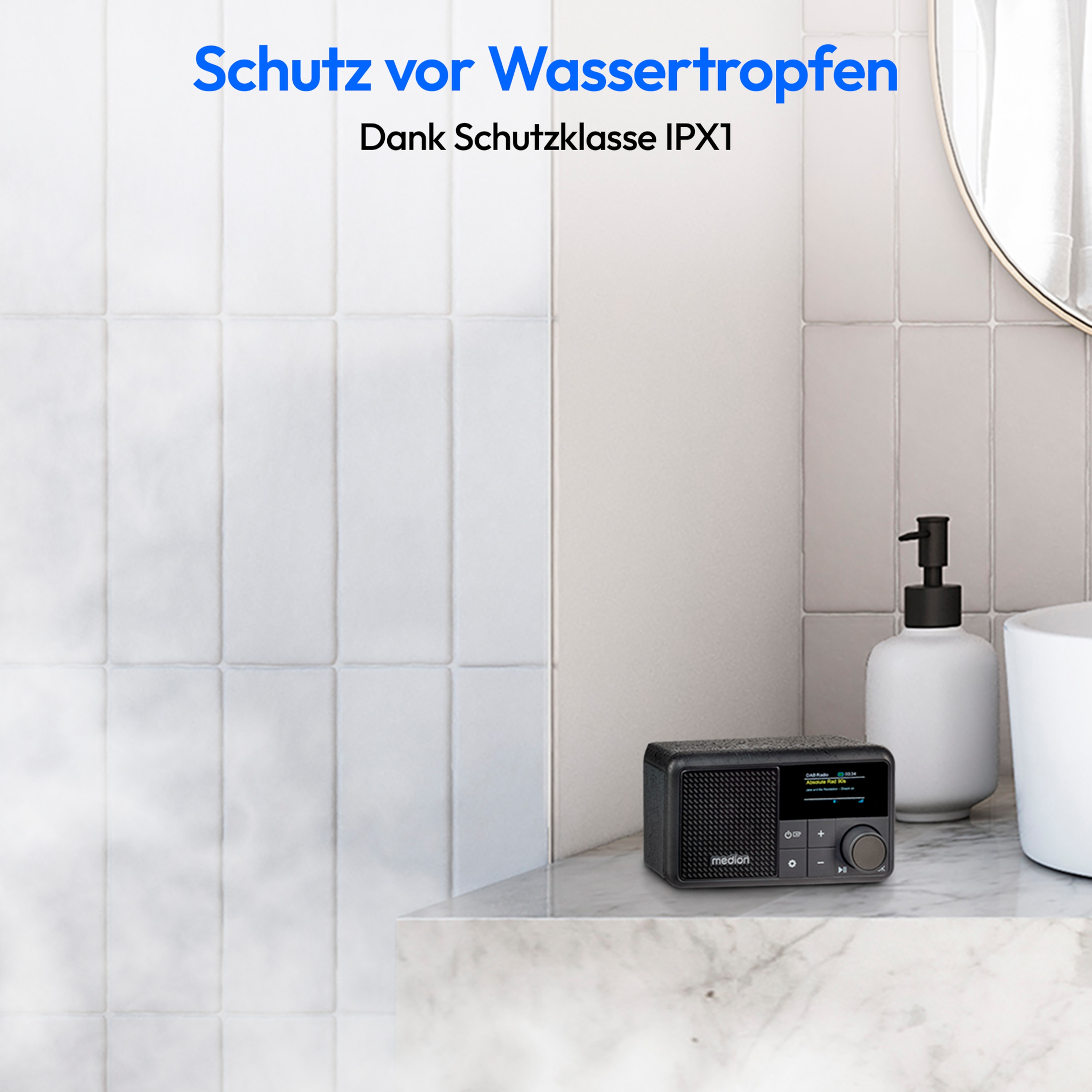 MEDION® LIFE® S66822 Tragbares DAB+ Radio, Farb-TFT Display 3,73 cm (1,47''), DAB+/UKW-Radio (je 40 Senderspeicher), Bluetooth® 5.3, integrierter Akku, extra kompakt, 2 W RMS