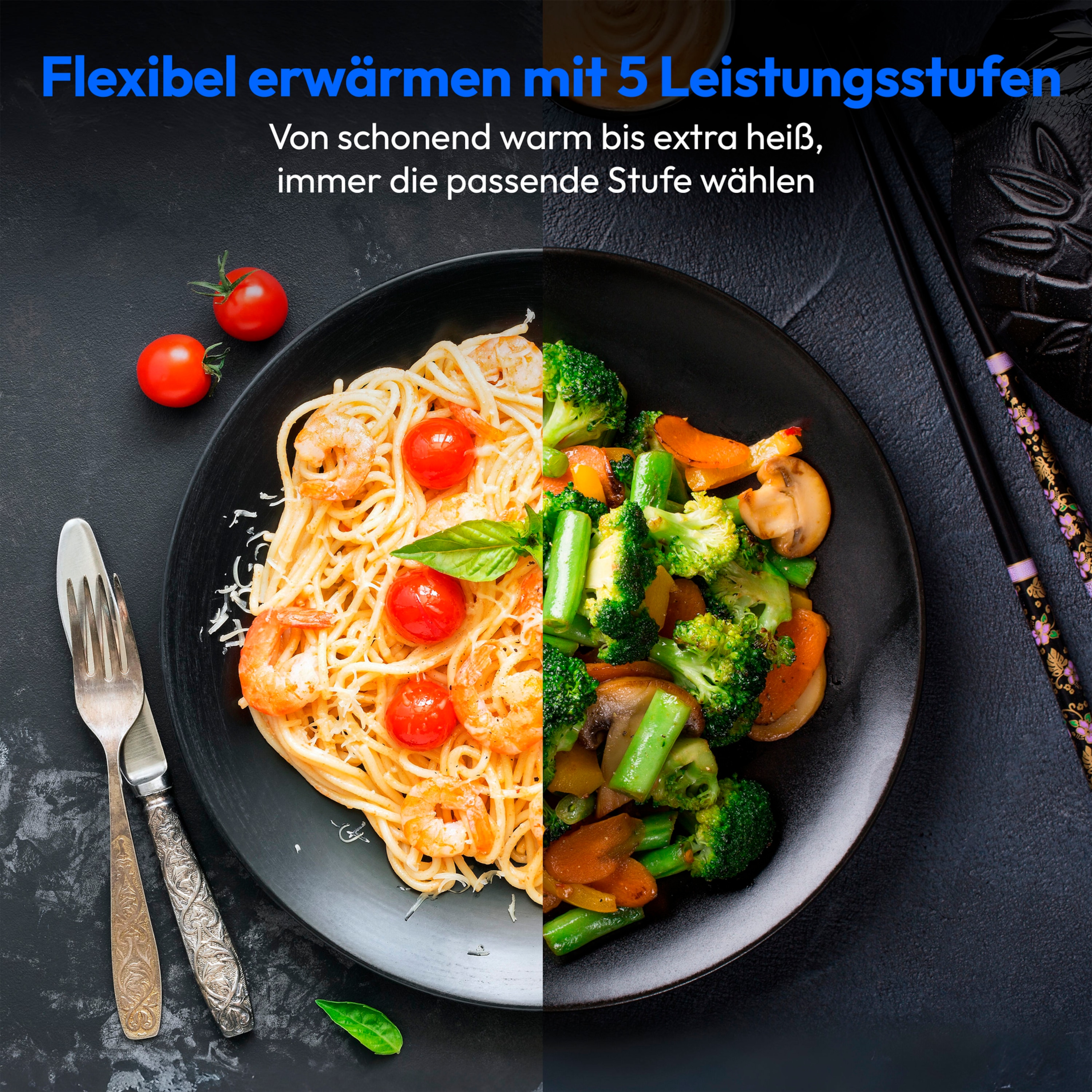 MEDION® LIFE® 3 in 1 Mikrowelle MD12031, 900 Watt Mikrowellenleistung, 1000 Watt Grillleistung, 1680 Watt Heißluftfunktion, Sensor-Touch-Türöffnung, 11 Automatikprogramme, 23 L Kapazität, 5 Leistungsstufen, digitaler 95 min. Timer, Auftaufunktion
