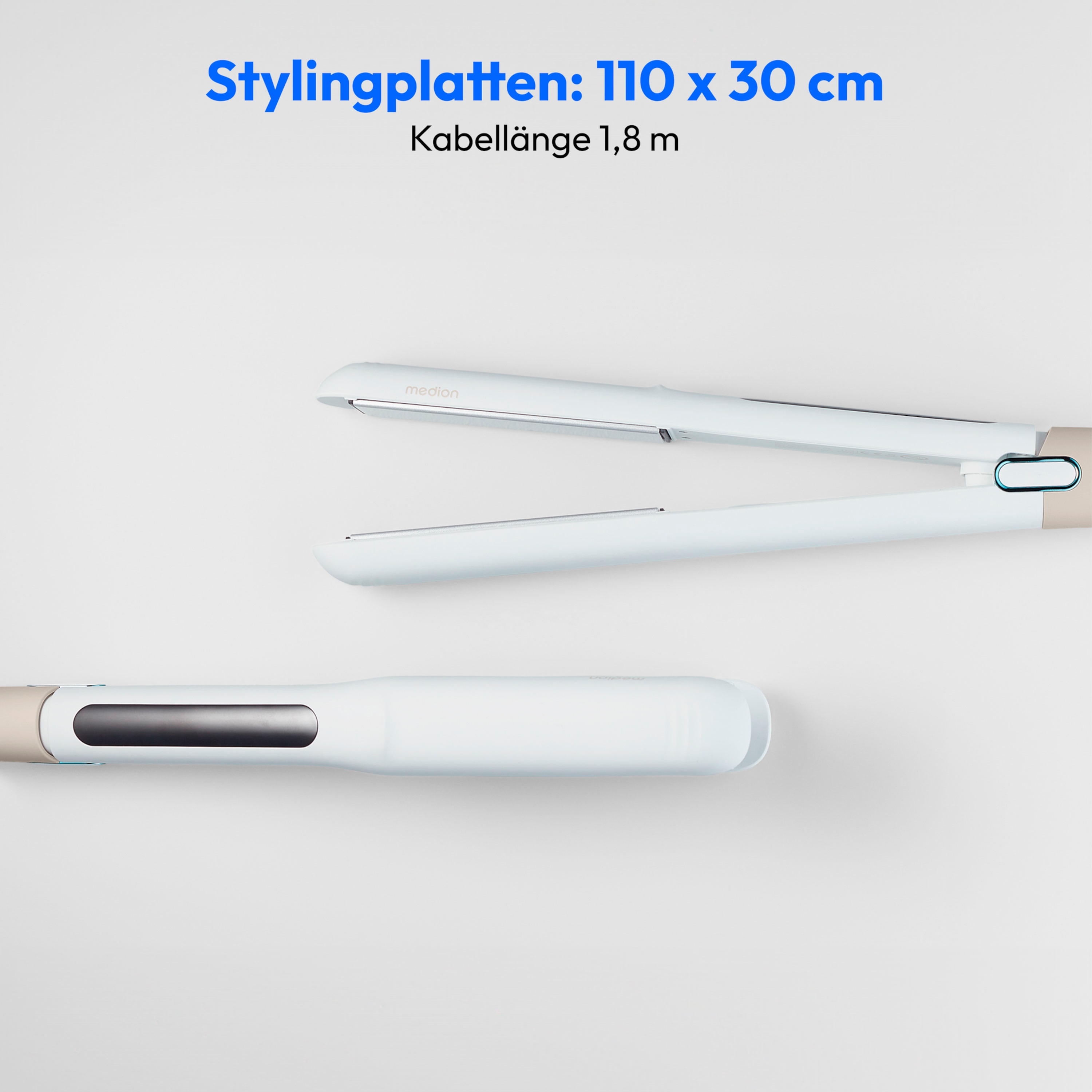 MEDION® LIFE HS1 Glätteisen, flexible Keramik-/Turmalin Heizplatten mit Temperatursensor, Display mit Temperaturanzeige, 5 regelbare Hitzestufen (165° - 210°)