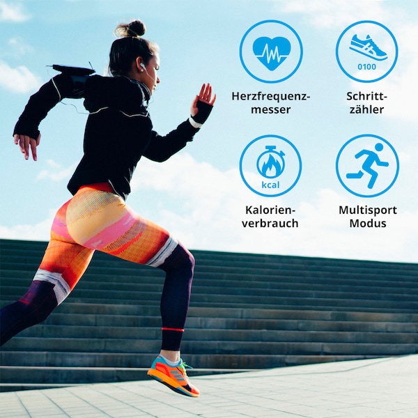 MEDION® LIFE® GPS Sportuhr S2400, 1,3'' Farbdisplay, Herzfrequenzmesser, Multi-Sport Modi, integriertes GPS Modul, Staub- und Wasserschutz nach IP68