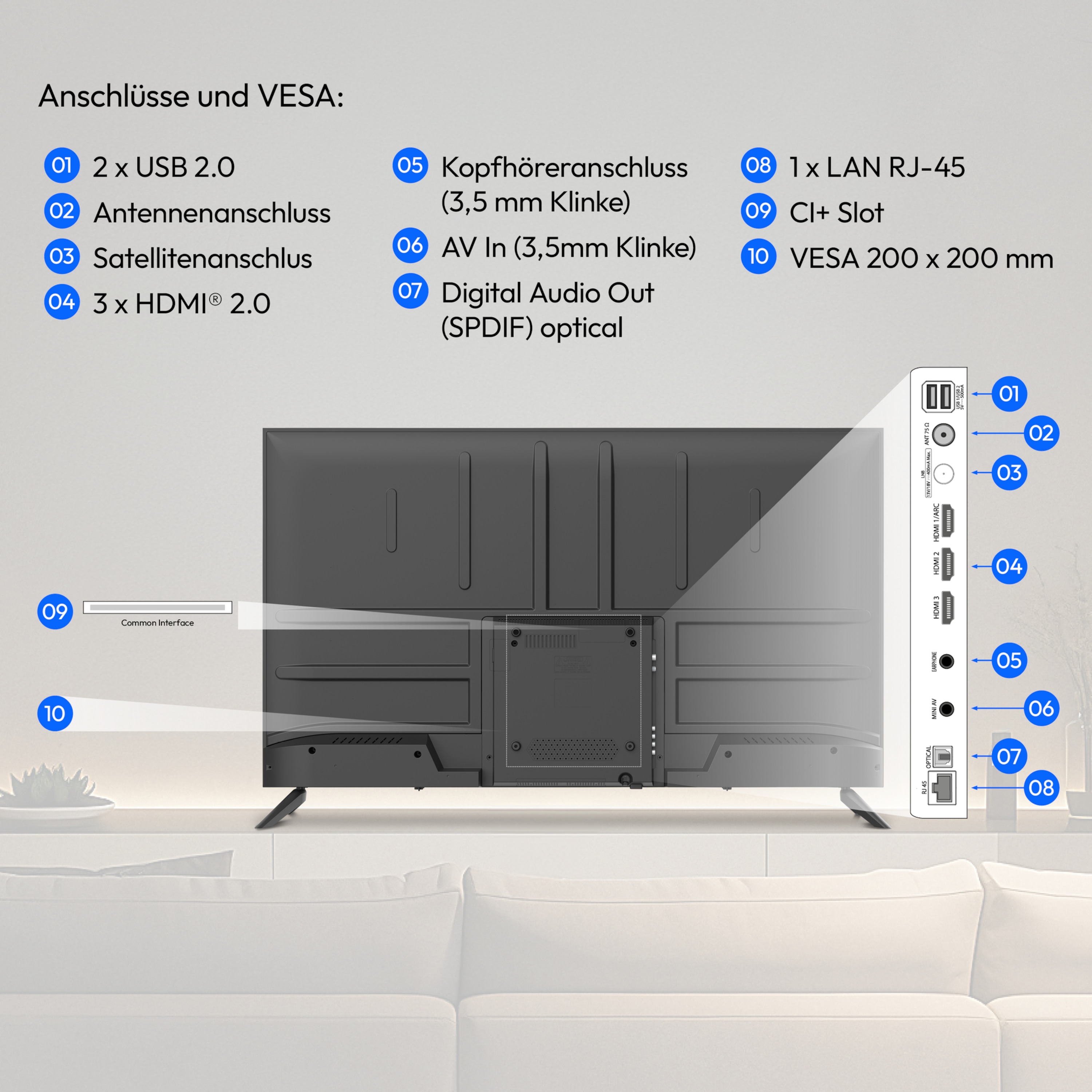 MEDION® LIFE MD 843201 Ultra HD Smart-TV - Modell 2026, 108 cm (43'') Ultra HD Display, HDR, PVR ready, HBO Max, MagentaTV, NETFLIX, Prime Video, Disney+, DAZN, Paramount+ App, VIDAA App Store, Bluetooth®, HD Triple Tuner, CI+ Schnittstelle