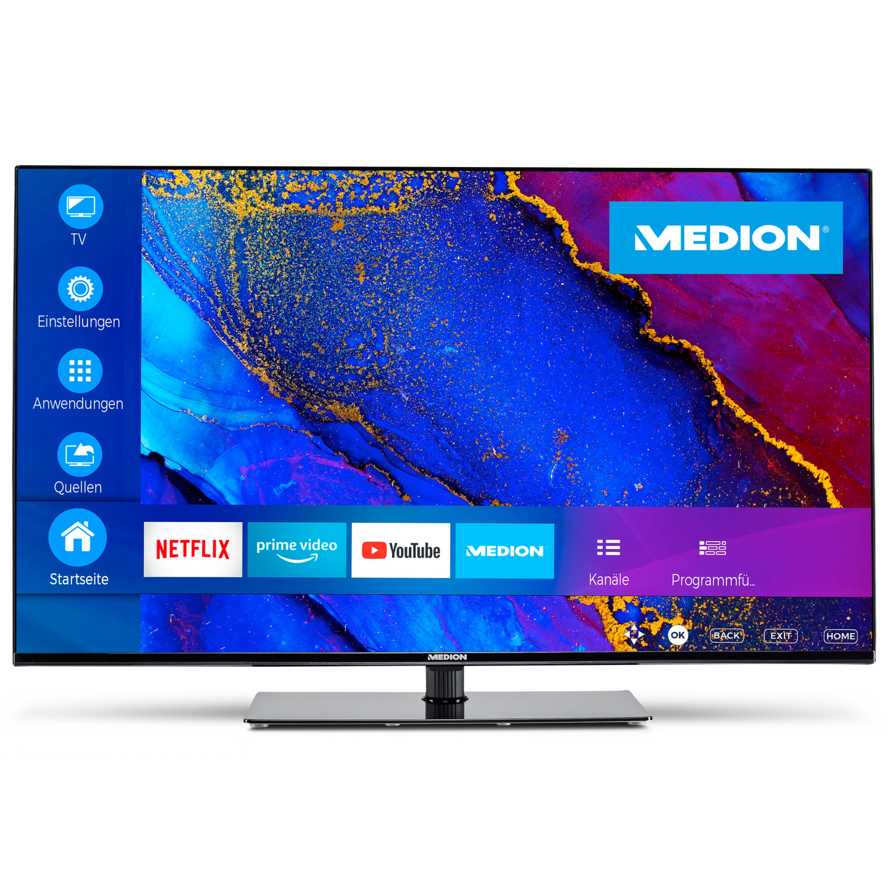 LIFE® X14333 (MD 31945) LCD Smart TV | 108 cm (43'') Ultra HD-scherm | HDR | Dolby Vision® | Micro Dimming | MEMC | PVR ready | Netflix | Amazon Prime Video | Bluetooth® | DTS HD |