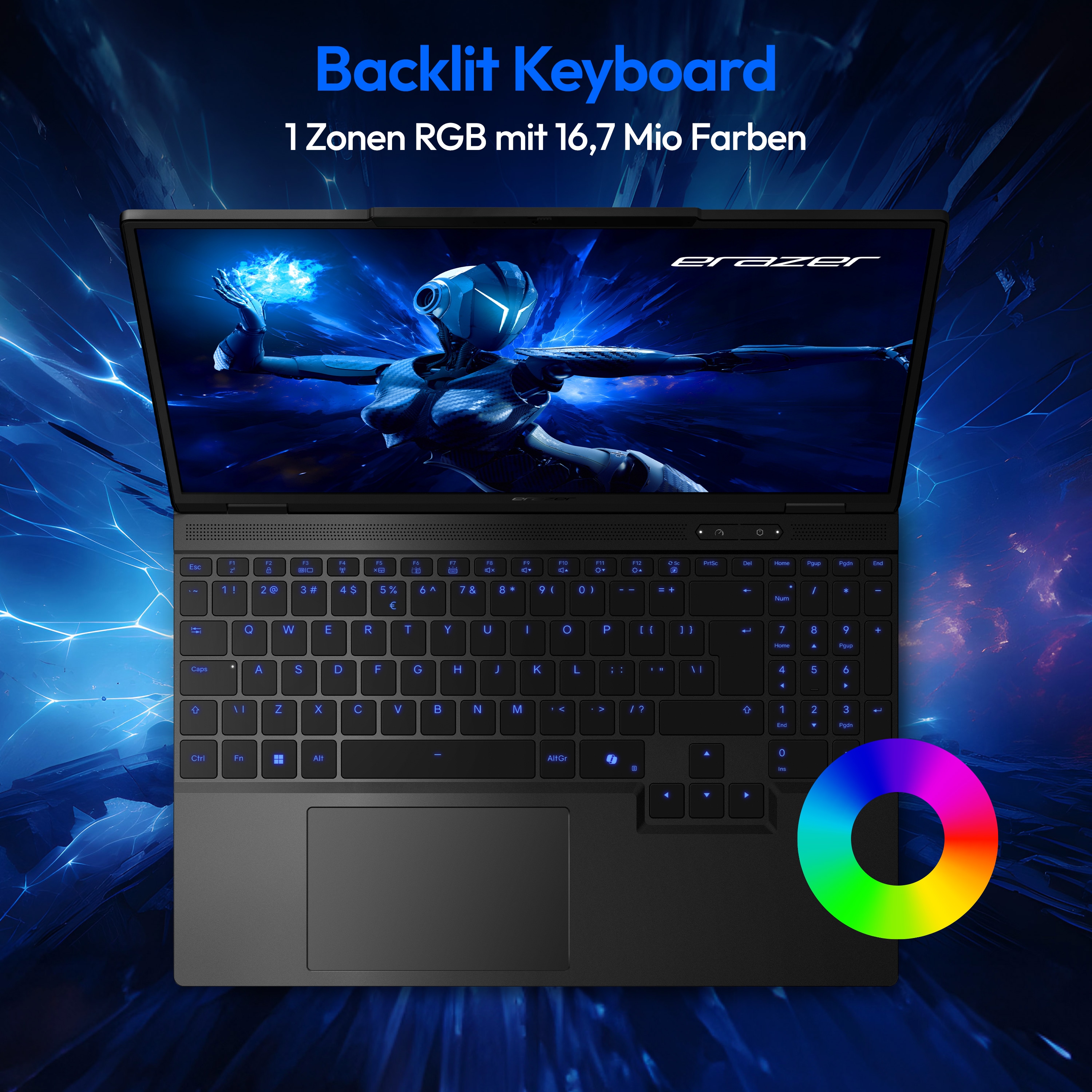 MEDION® ERAZER Major 15 X1 High-End Gaming Laptop, Intel® Core™ i9-14900HX, Windows 11 Home, 38,9 cm (15,3”) QHD+ Display 100% sRGB mit 240 Hz, RTX 4070, 1 TB PCIe SSD, 16 GB RAM