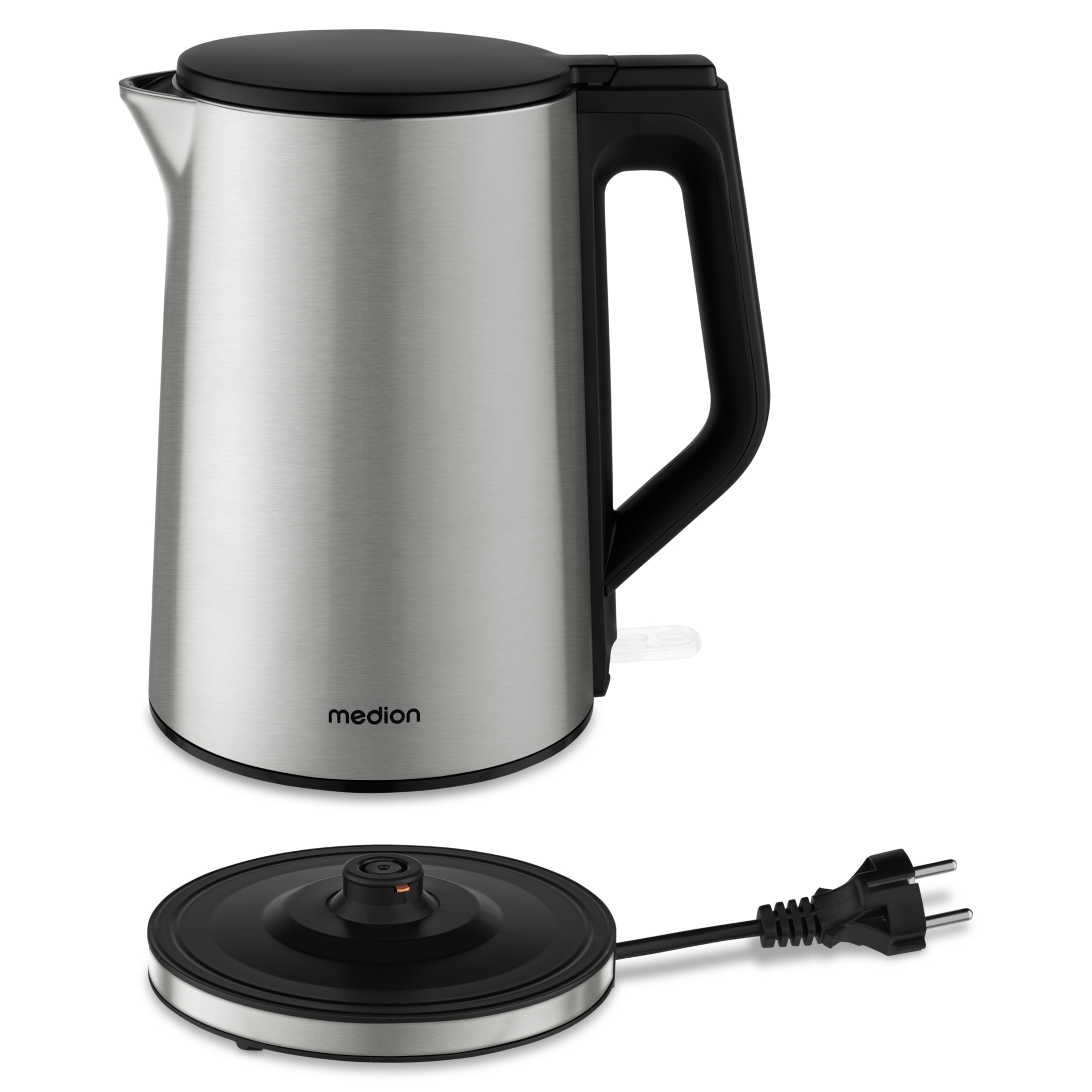 MEDION® LIFE Wasserkocher MD12105,  2.200 Watt Leistung, doppelwandiges gehäuse, 1,5 L Kapazität, Strix Steuerung