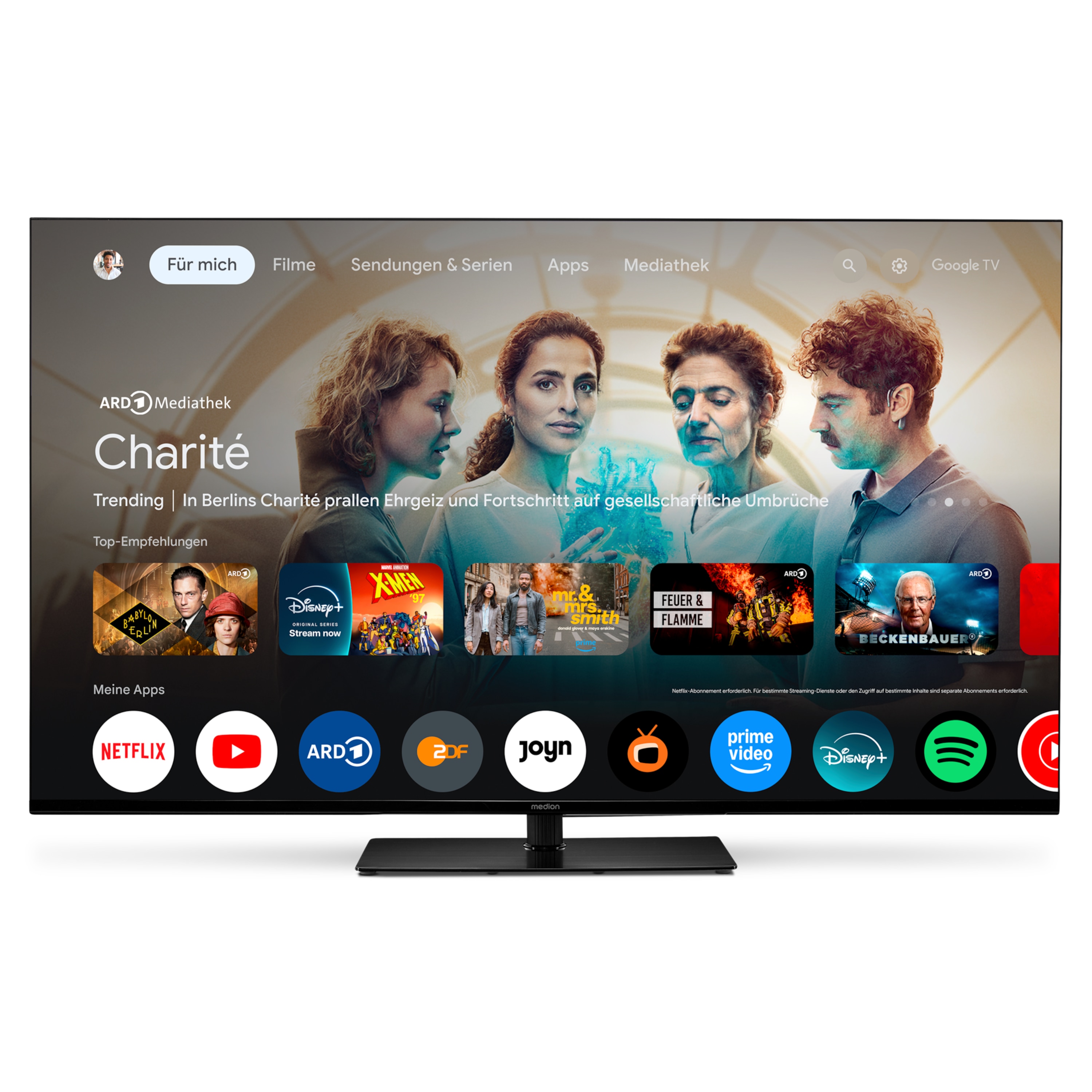 MEDION® LIFE® X8432502 (MD 843400) Google TV™, 108 cm (43'') Ultra HD, HDR, Dolby Vision®, MEMC, PVR ready, Netflix, Amazon Prime Video, Bluetooth®, Dolby Atmos, DTS Virtual X, DTS X, HD Triple Tuner, CI+ Schnittstelle