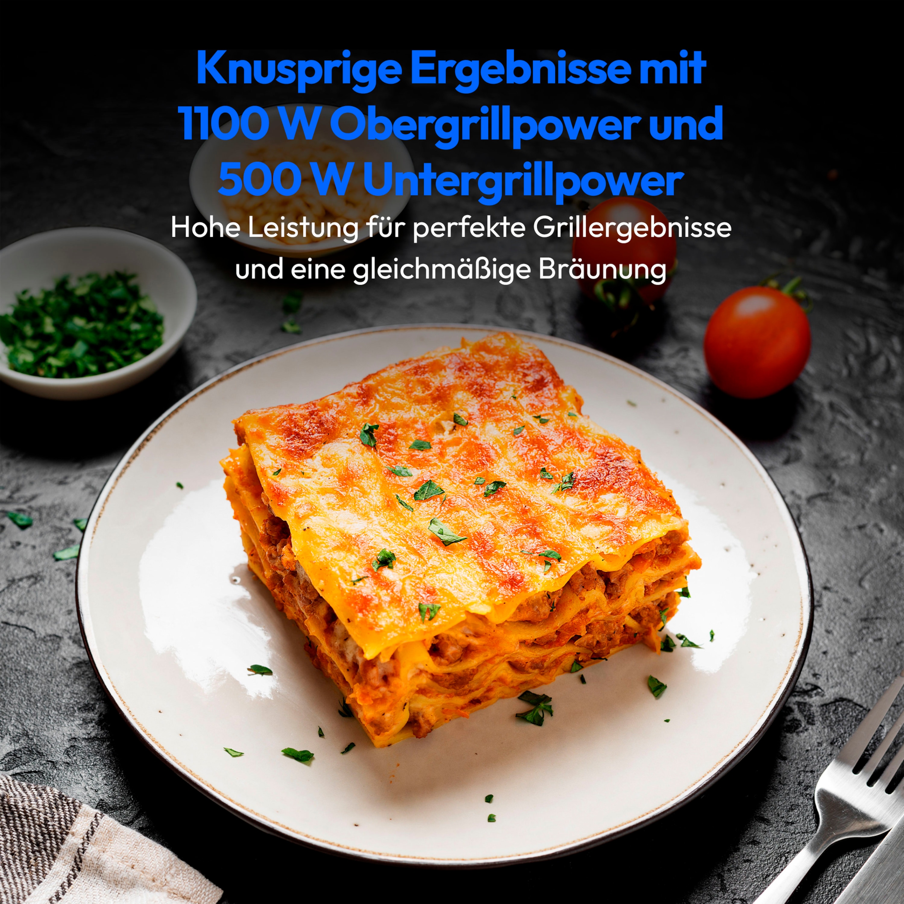 MEDION® LIFE® 4 in 1 Mikrowelle MD12041, 900 Watt Mikrowellenleistung, 1100 W Obergrillleistung, 500 W Untergrilleistung, 2100 W Heißluftfunktion, 2 Heizelemente, Sensor-Touch-Türöffnung, 11 Automatikprogramme, 25 L Kapazität, 10 Leistungsstufen