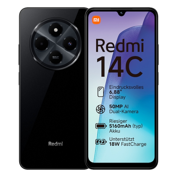 XIAOMI Redmi 14C 256 GB, Midnight Black + Xiaomi Redmi Buds 6 Play