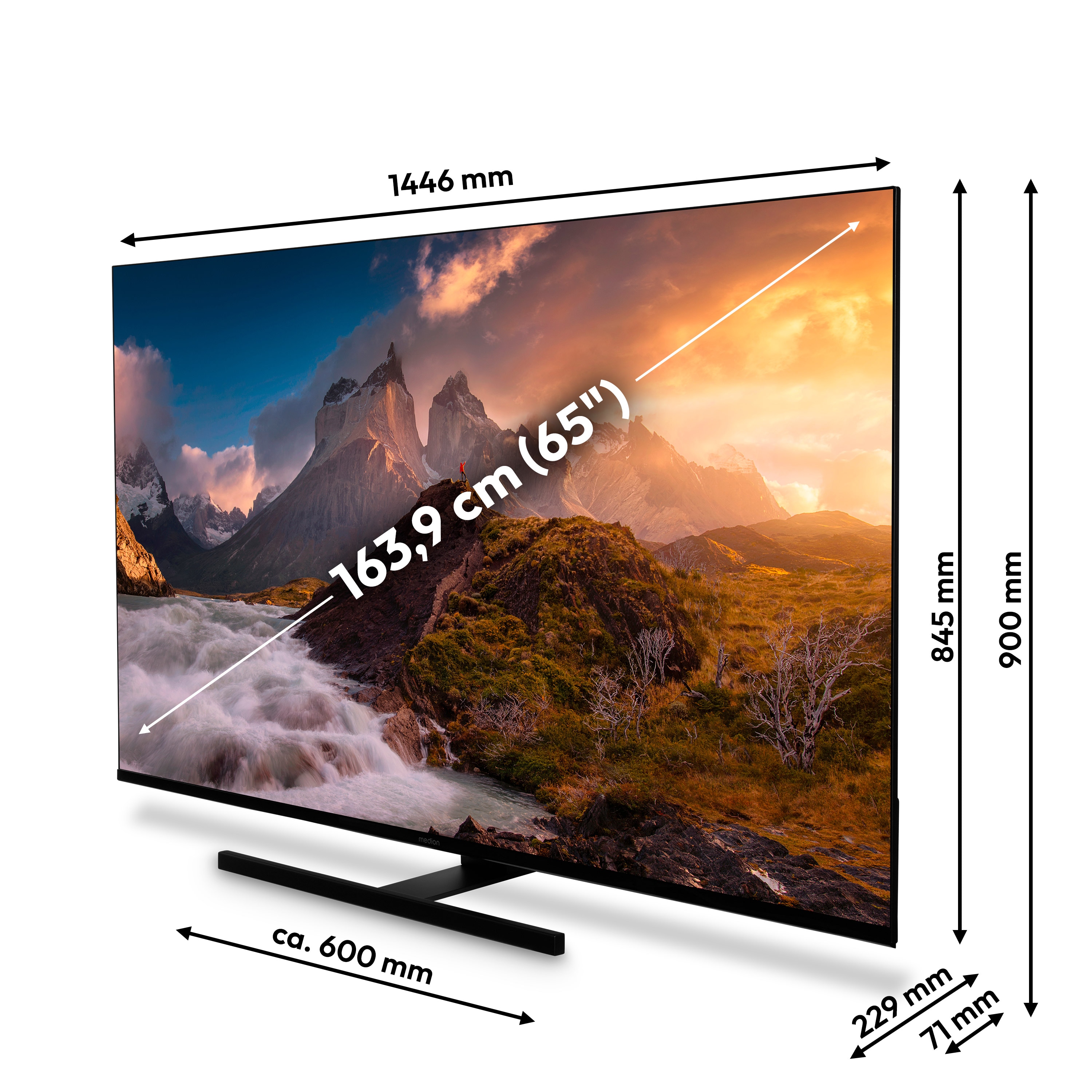 MEDION® LIFE X8652504 (MD 865600) QLED Smart-TV, 163,9 cm (65'') Ultra HD Display, HDR, Dolby Vision®, MEMC, PVR ready, VIDAA App Store, NETFLIX, Disney+, Paramount+ & Amazon Prime Video App, Bluetooth®, DTS X, Dolby Atmos®, HD Triple Tuner
