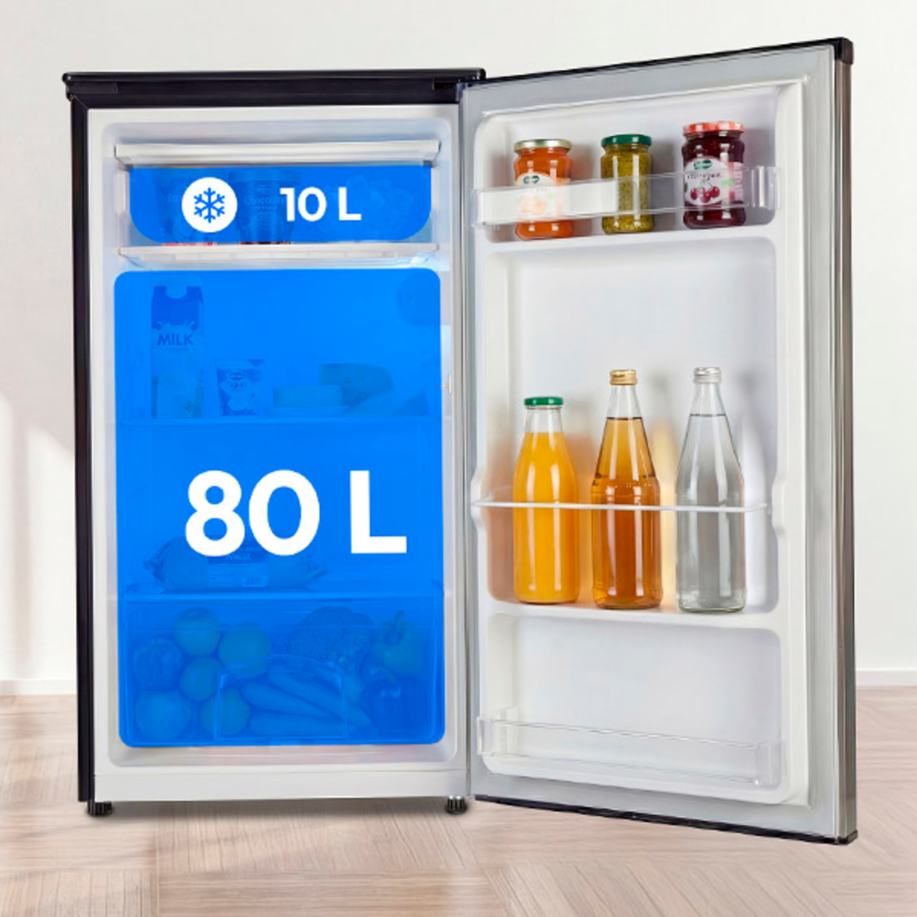 Großer Stauraum mit Eiswürfelfach