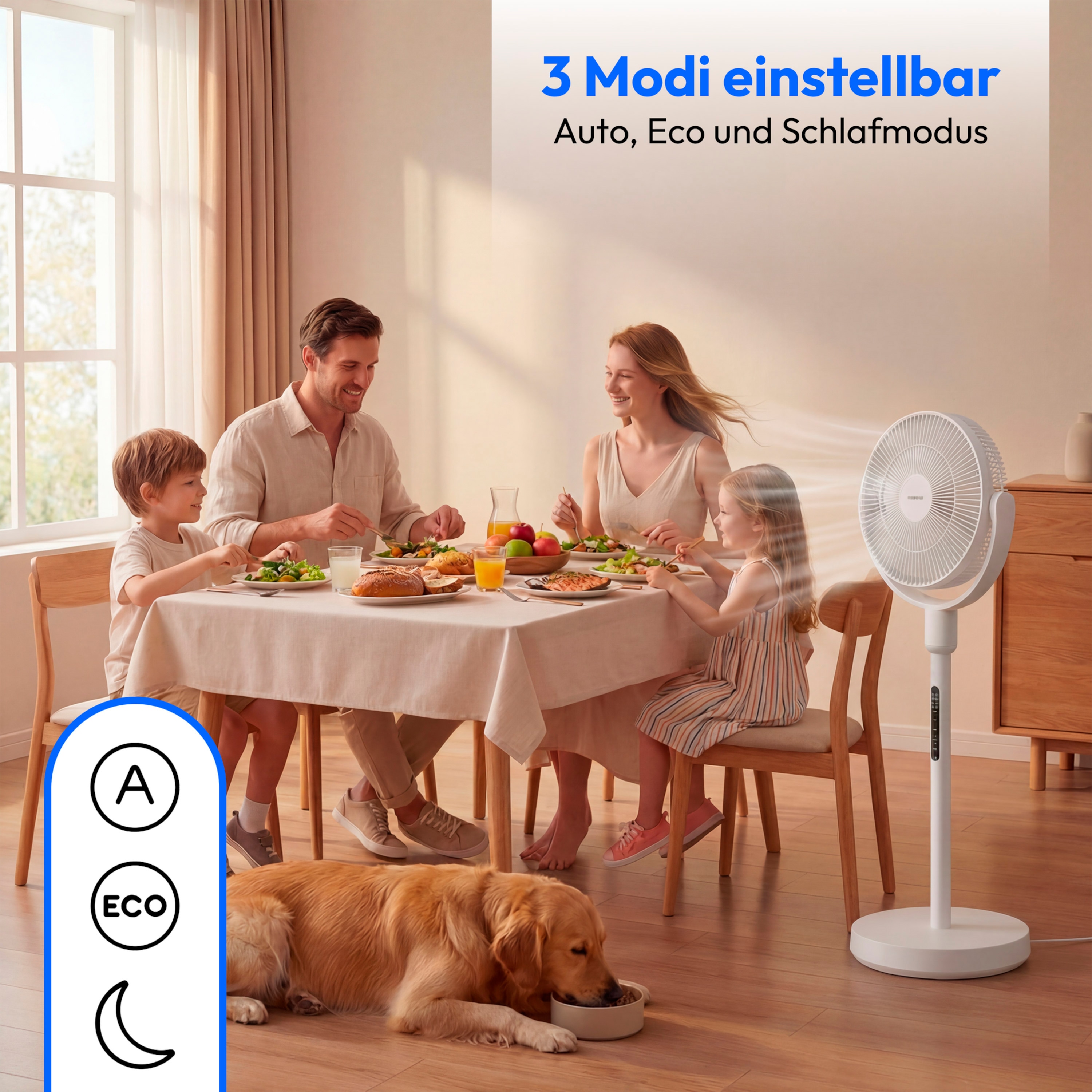 MEDION® LIFE P25 SF Akku-Standventilator (MD 100144), App-Steuerung, 10 Geschwindigkeitsstufen, 24 Watt Leistung, Schwenkfunktion, inkl. Fernbedienung