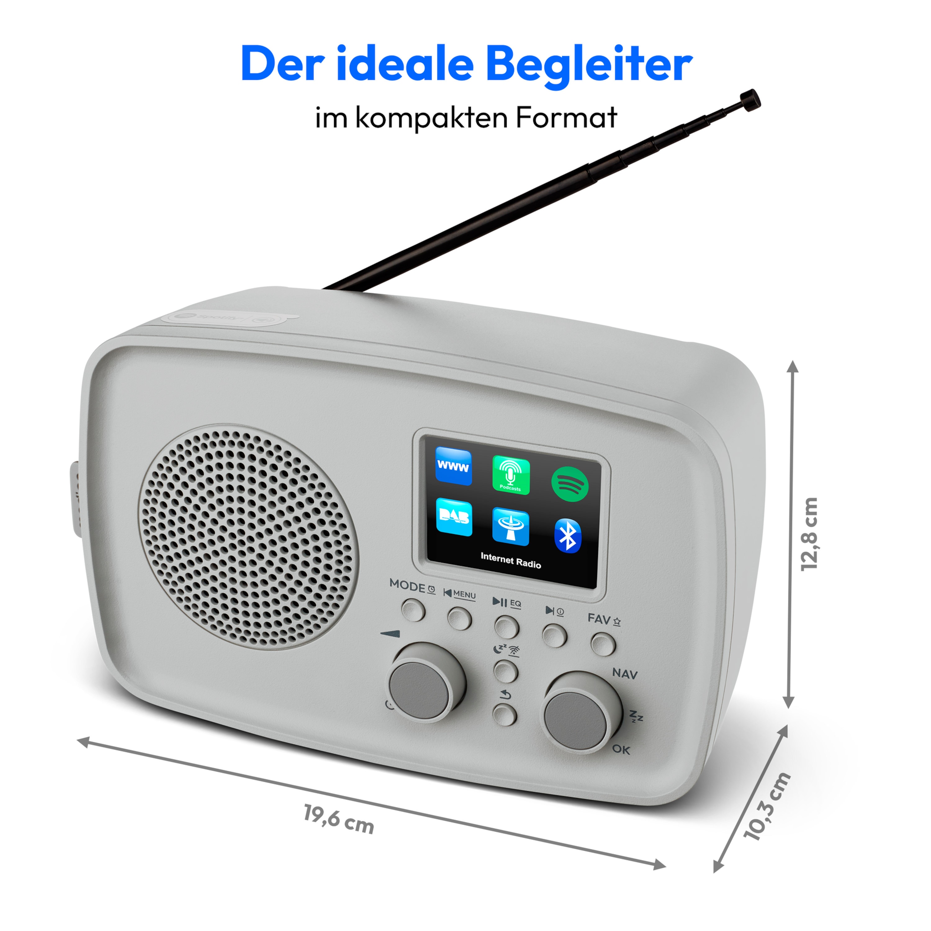 MEDION® MEDION LIFE Internetradio IRE-1 (MD89318), Empfang von über 40.000 Sendern & 20.000 Podcasts, 5 Watt (RMS), Bluetooth® 5.2 wireless technology, 2,4" (6,1 cm) TFT-Farbdisplay