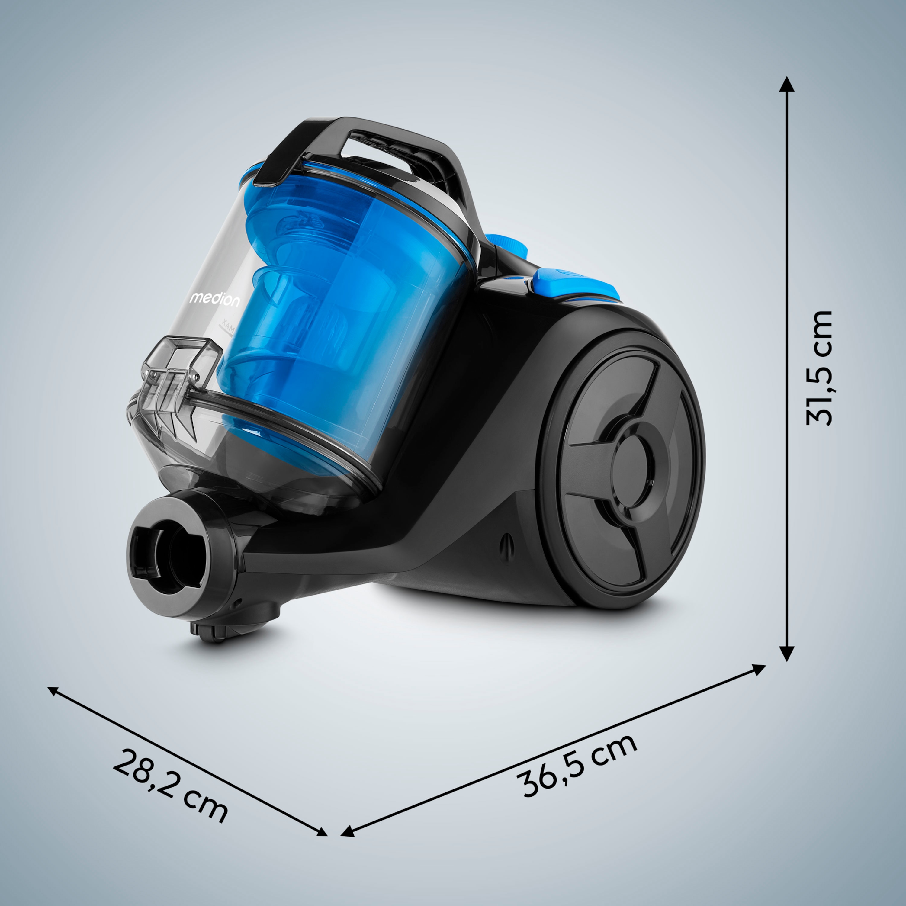 MEDION® E2001 Beutelloser Zyklon-Staubsauger (MD12078), 18 kPa Saugleistung, Staubbehälterkapazität 2 L, HEPA Filter, variable Saugstufen, integriertes Zubehör
