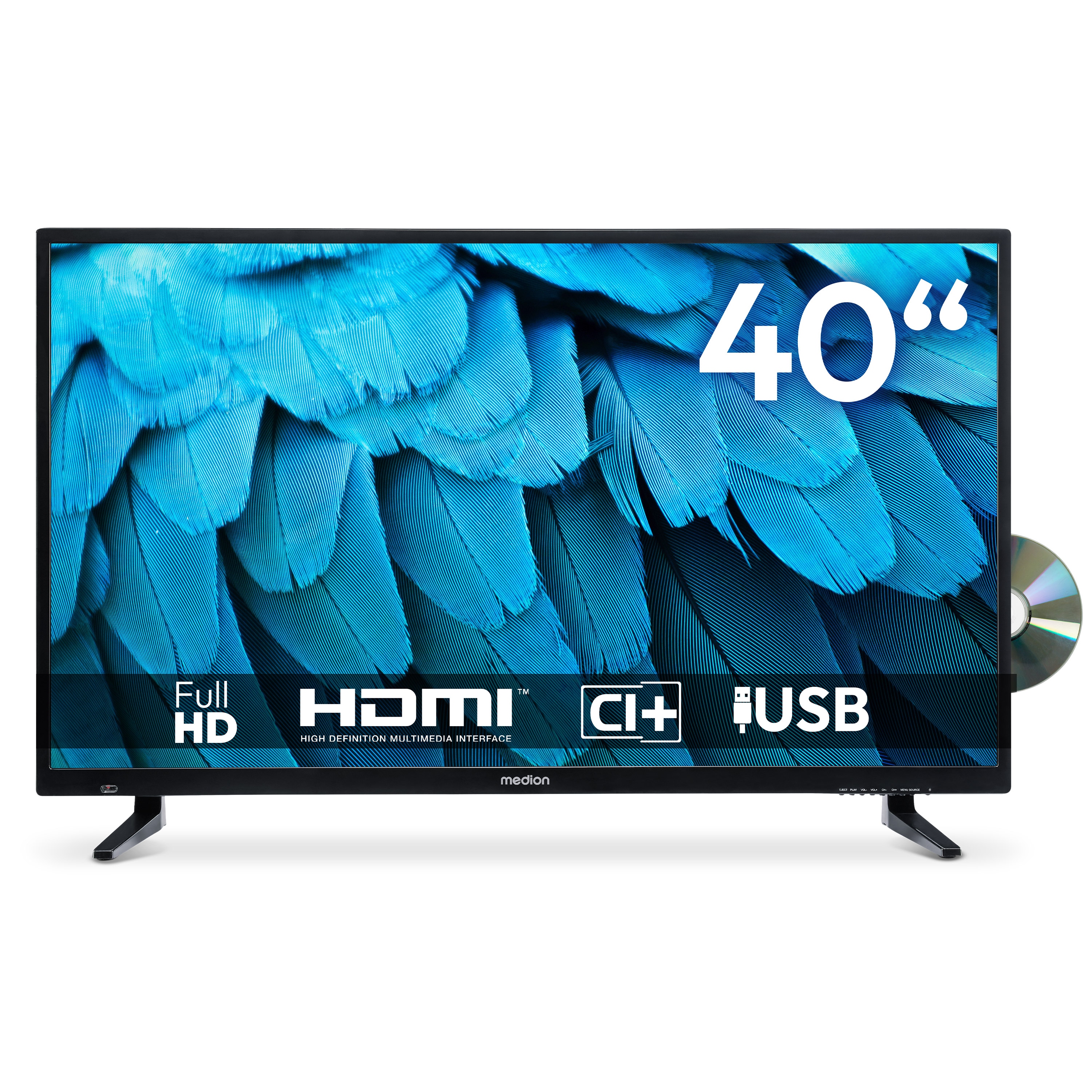 MEDION® LIFE MD 840001 TV, 100,3 cm (40''), Full HD, HD Triple Tuner, integrierter DVD-Player, integrierter Mediaplayer, CI+ Schnittstelle