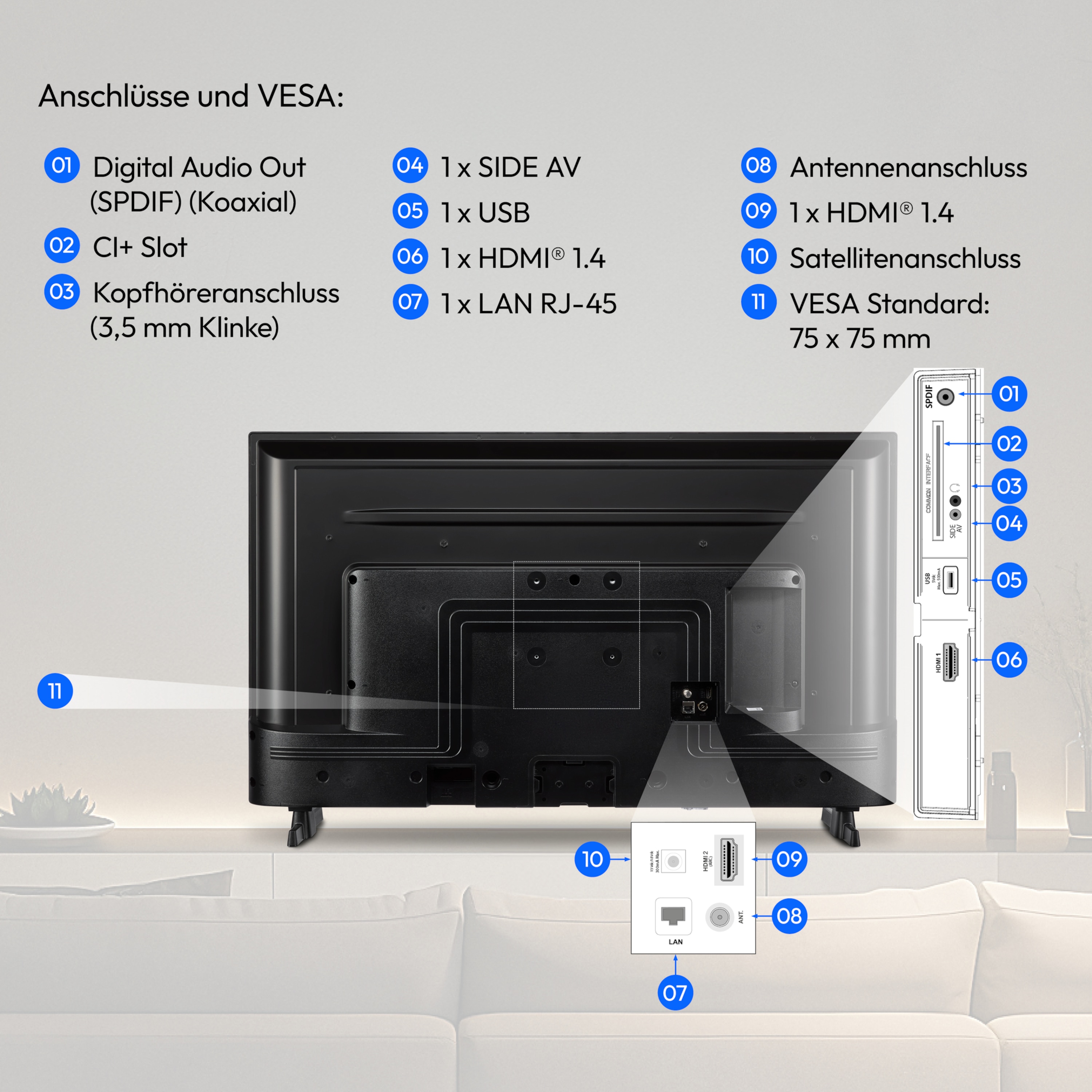 MEDION® LIFE MD 832101 Smart-TV, 80 cm (32'') FHD Display, HDR, PVR ready, Bluetooth®, VIDAA App Store, HBO Max, MagentaTV, NETFLIX, Disney+, Paramount+ & Amazon Prime Video App