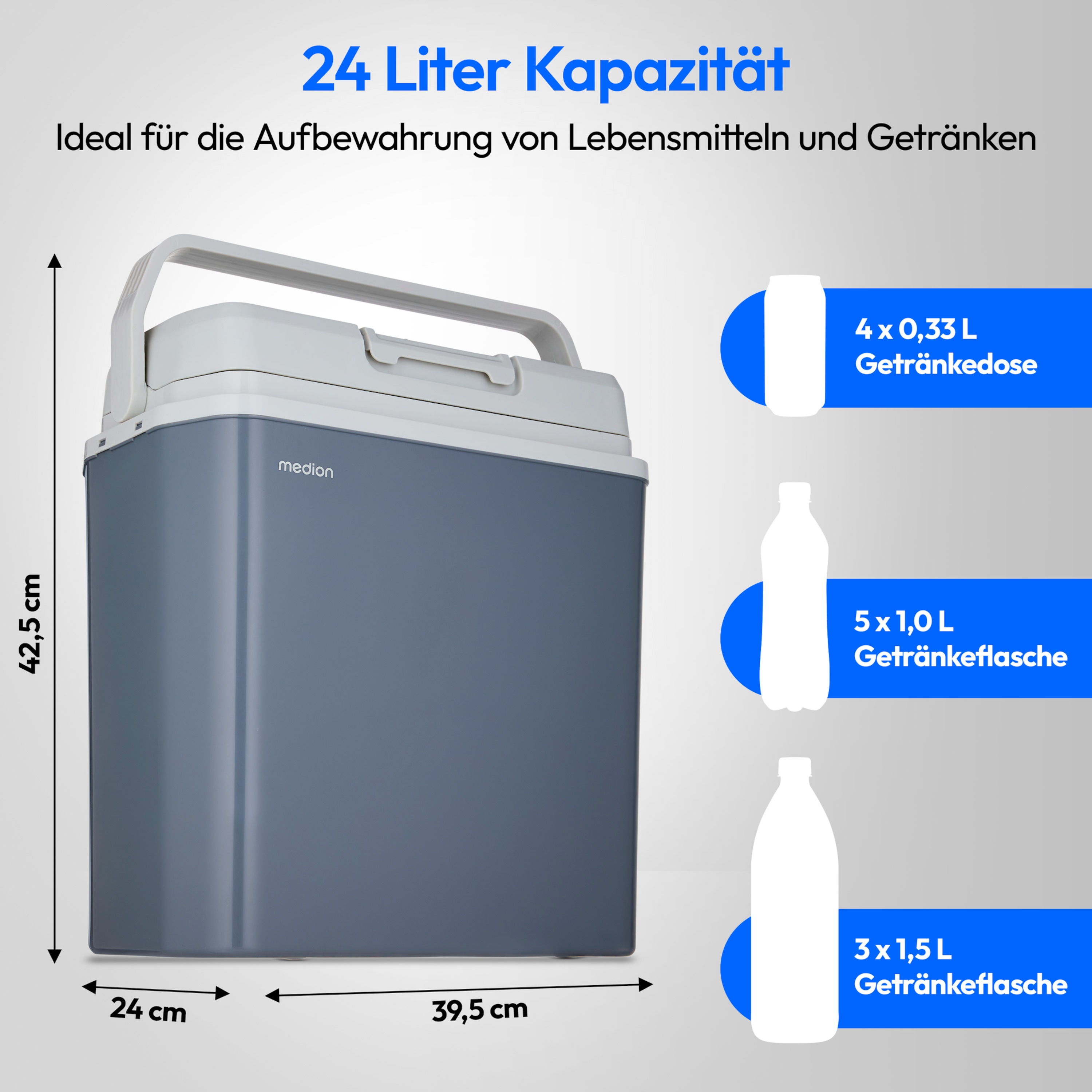 MEDION® LIFE Kühlbox mit Wärmefunktion MD13011, Kühl und Warmhaltefunktion, 20 L Kapazität, 5V-USB-Anschluss,