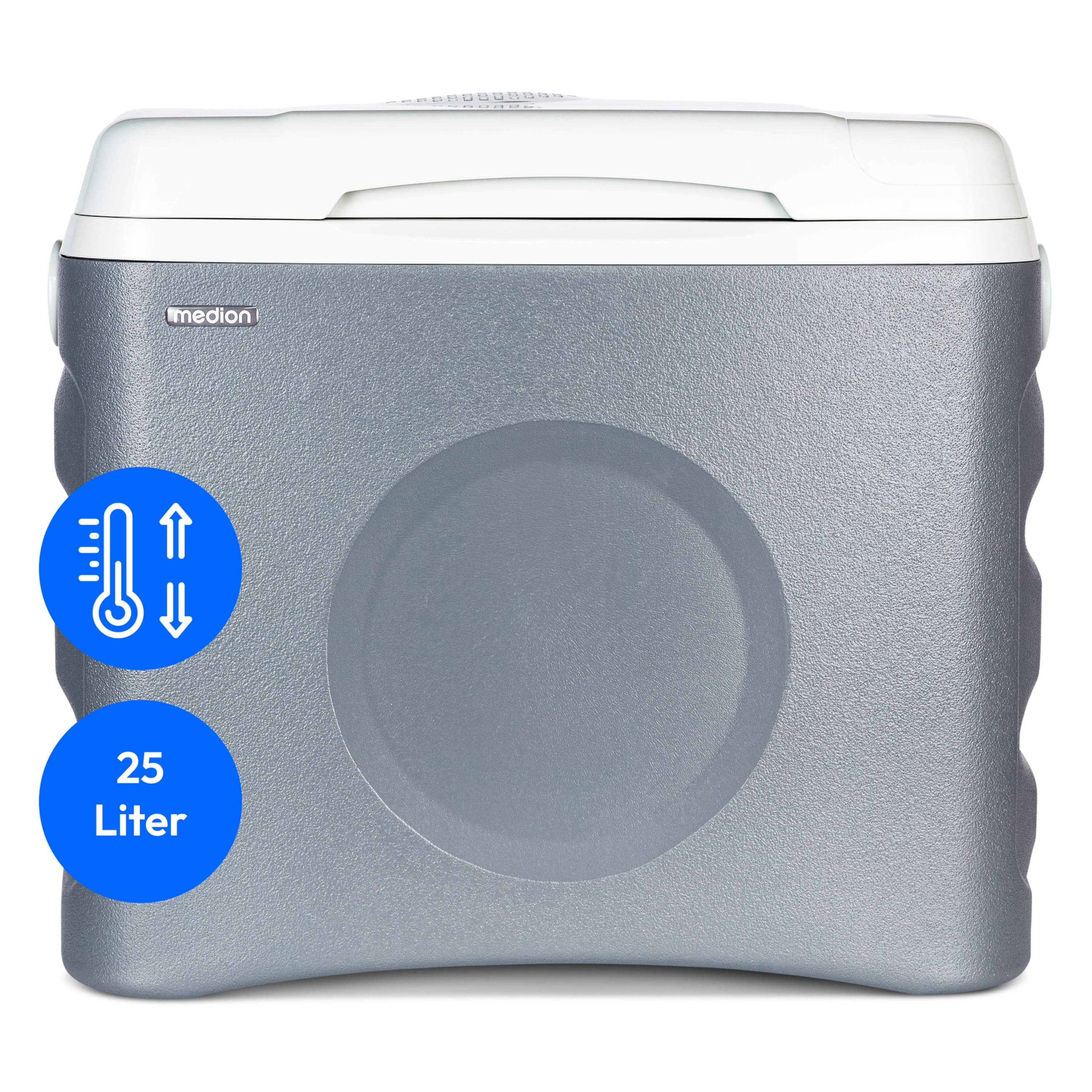 MEDION® Thermoelektrische Kühlbox MD 10735, Kühl- und Warmhaltefunktion, 25 L Kapazität, 12V-, 230V- und USB-Anschlüsse zur Stromversorgung