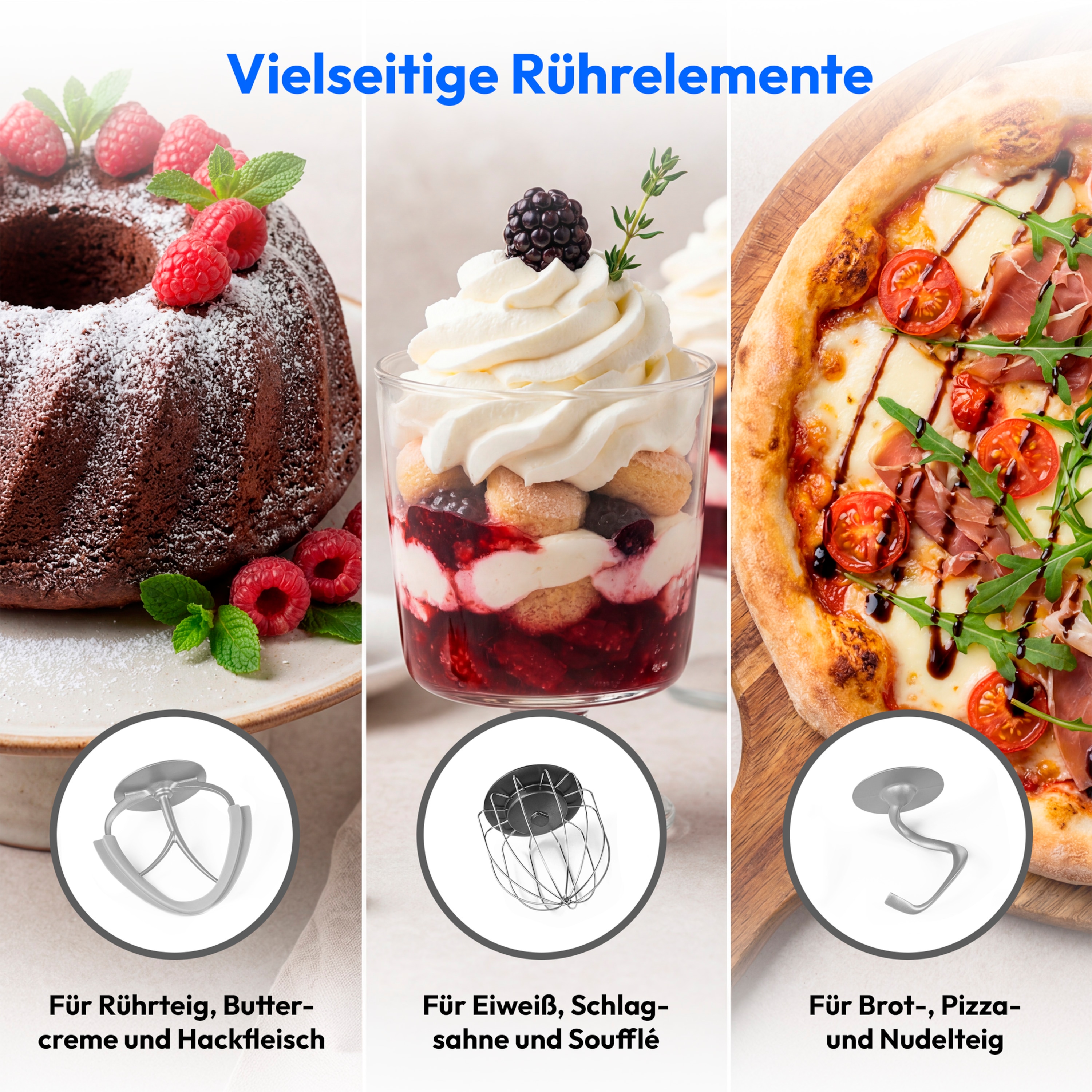 MEDION® LIFE Digitale Küchenmaschine MD12600 weiß, 800 W Gleichstrommotor, Energiesparend, Ultraleise, Digitales Sensor-Touch-Display, 4,6 L Edelstahlschüssel, Inkl. Fleischwolf